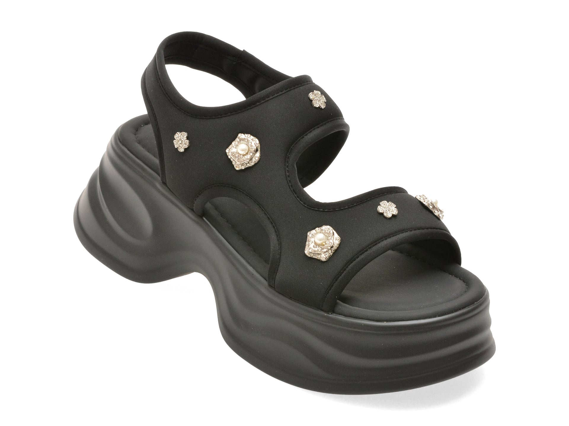 Sandale GRYXX negre, 550888, din material textil