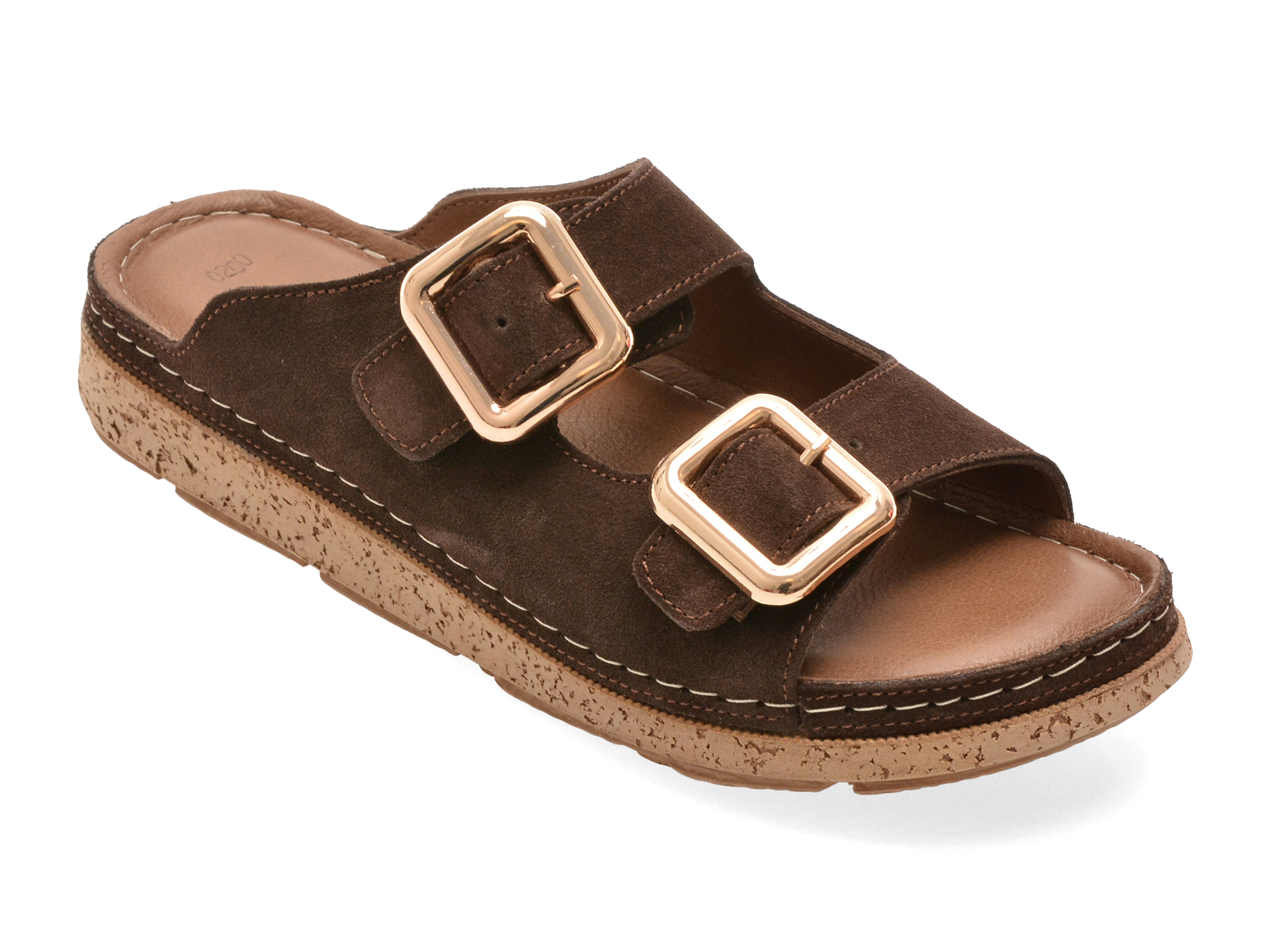 Papuci IMAGE maro, M200, din piele intoarsa