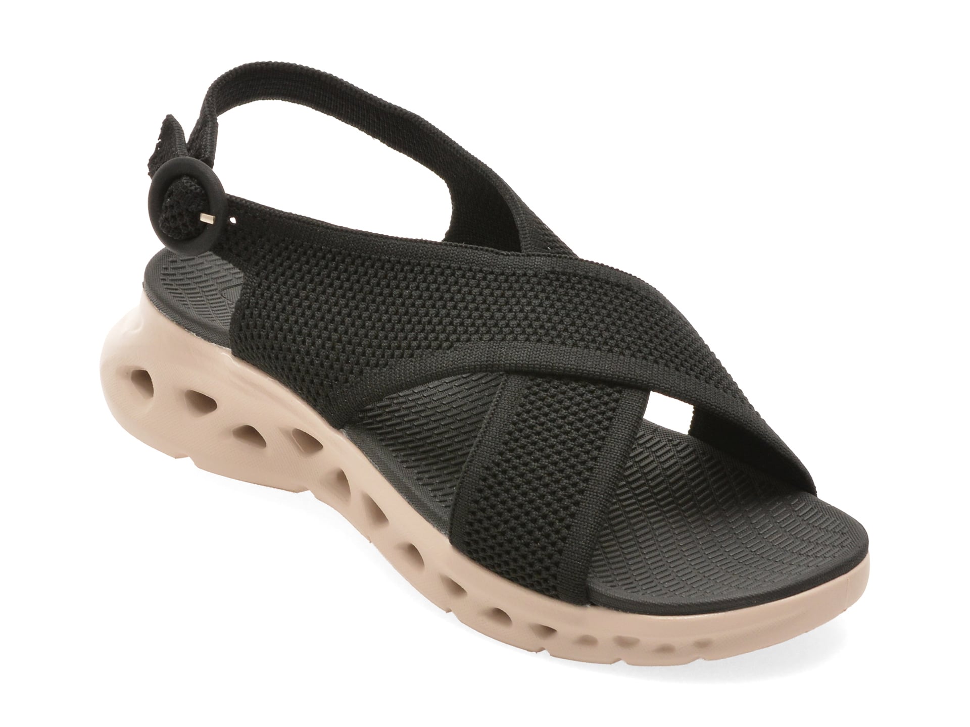 Sandale IMAGE negre, 9128, din material textil