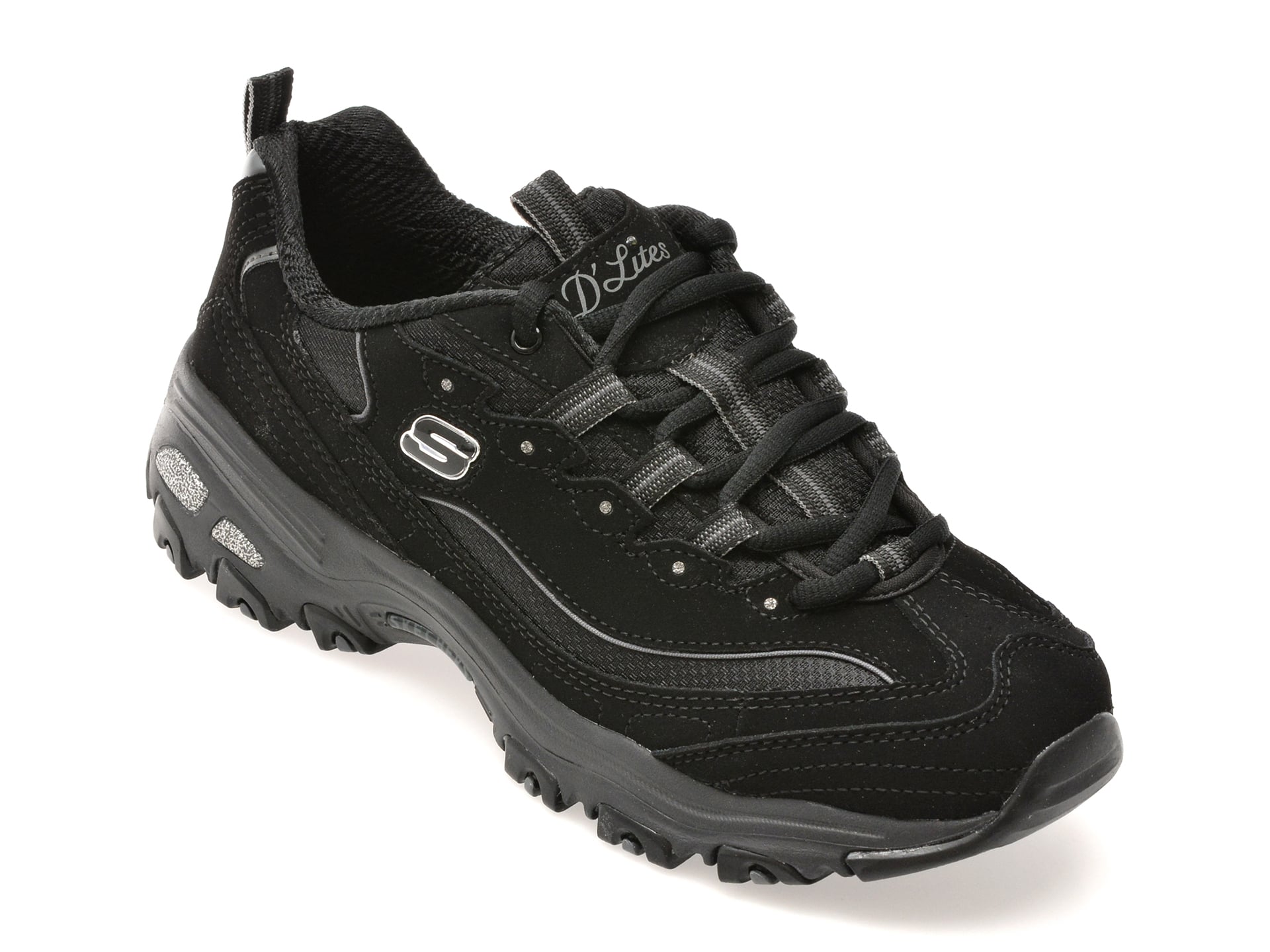 Pantofi sport SKECHERS negri, D LITES, din material textil