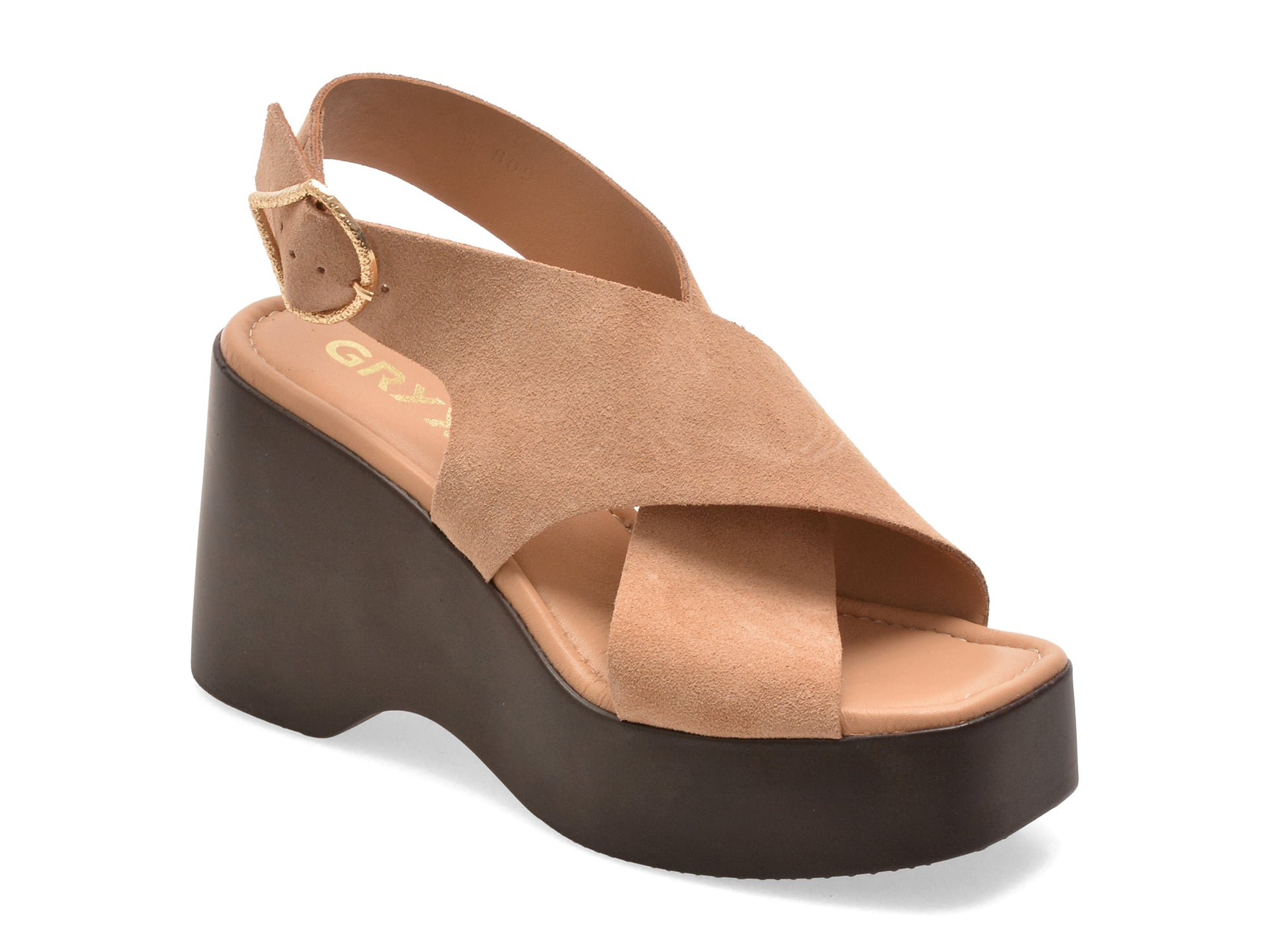 Sandale GRYXX bej, M809, din piele intoarsa