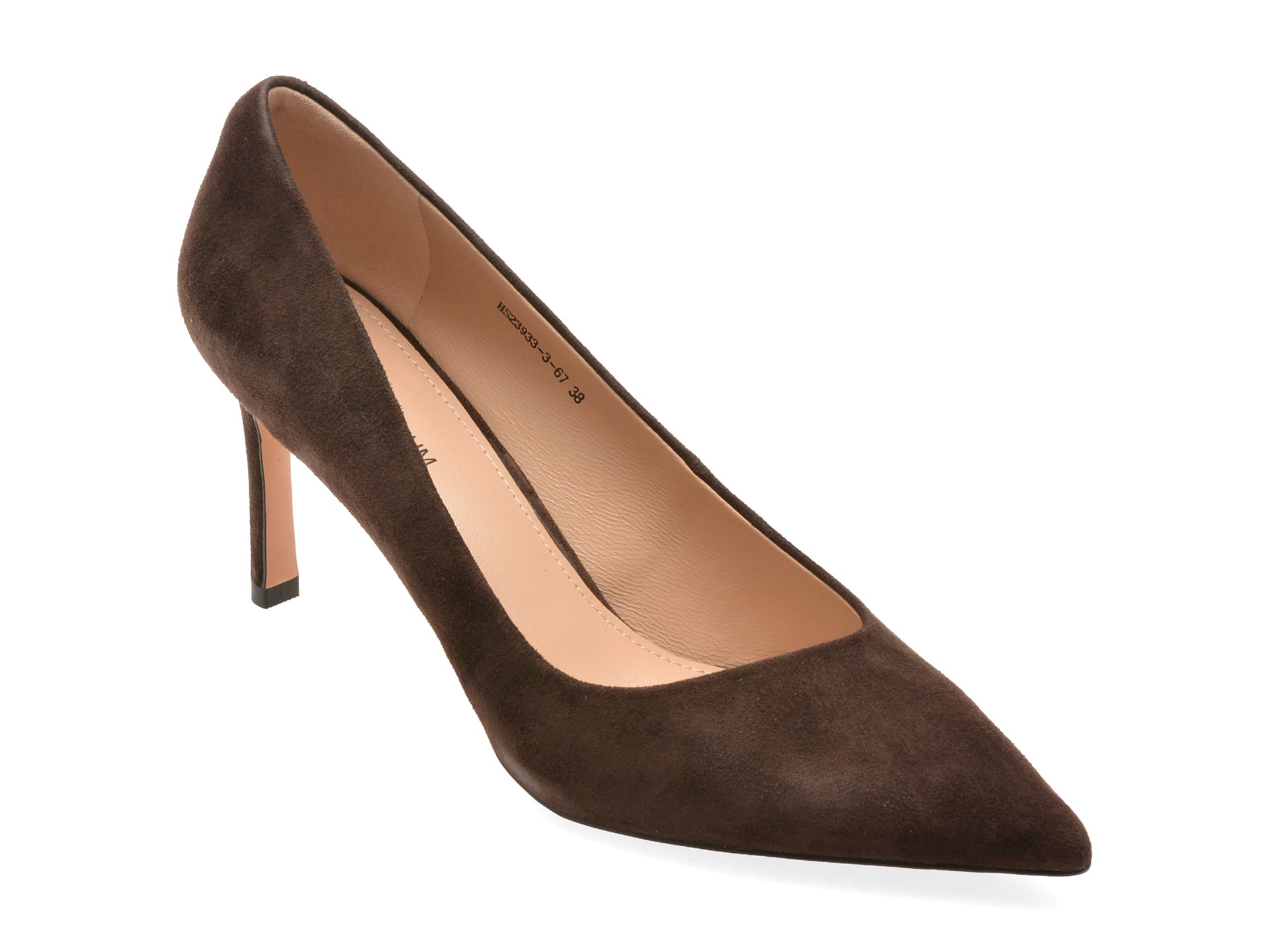 Pantofi eleganti EPICA PREMIUM maro, 23933, din piele intoarsa