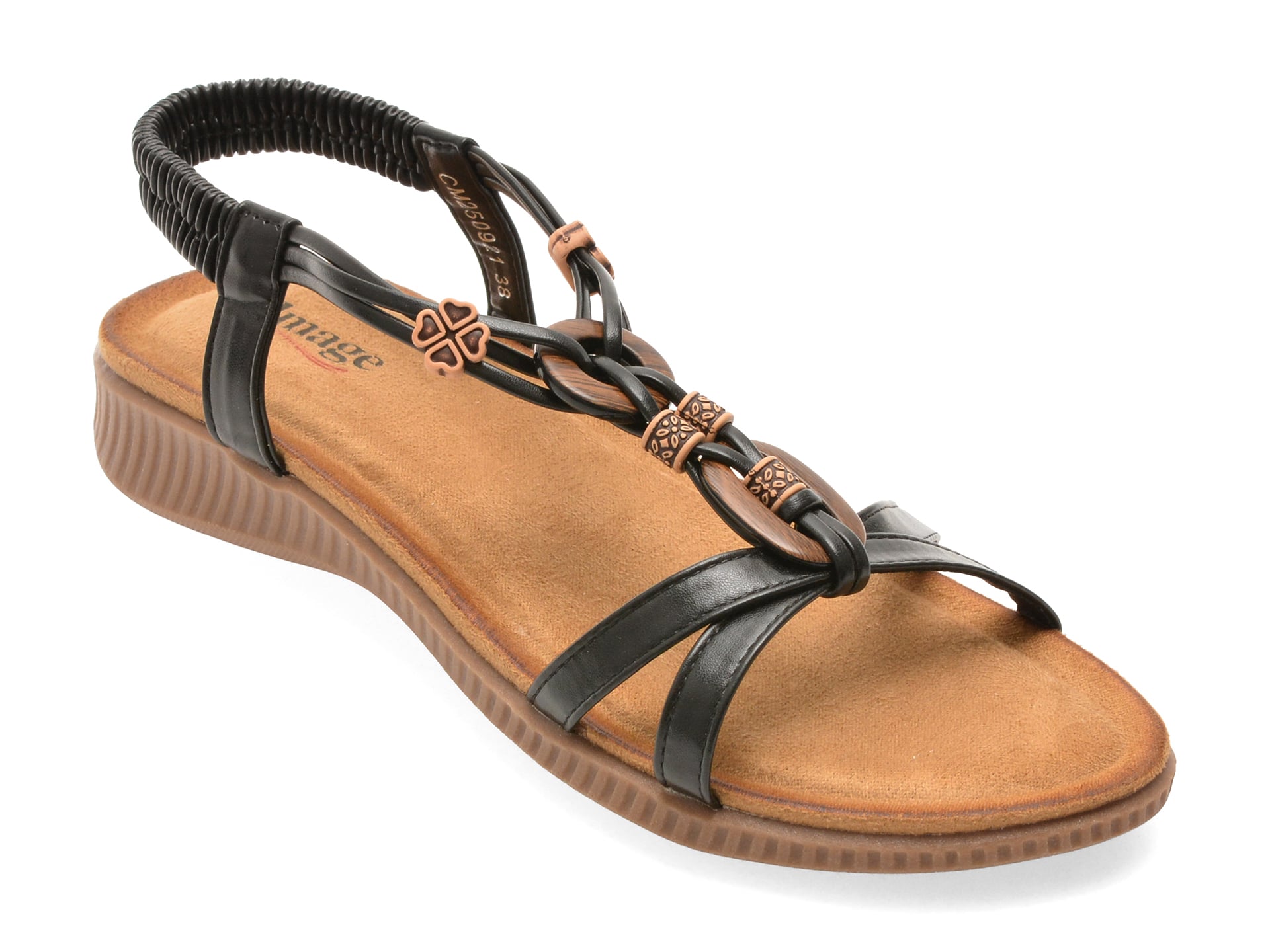 Sandale IMAGE negre, 921, din piele ecologica