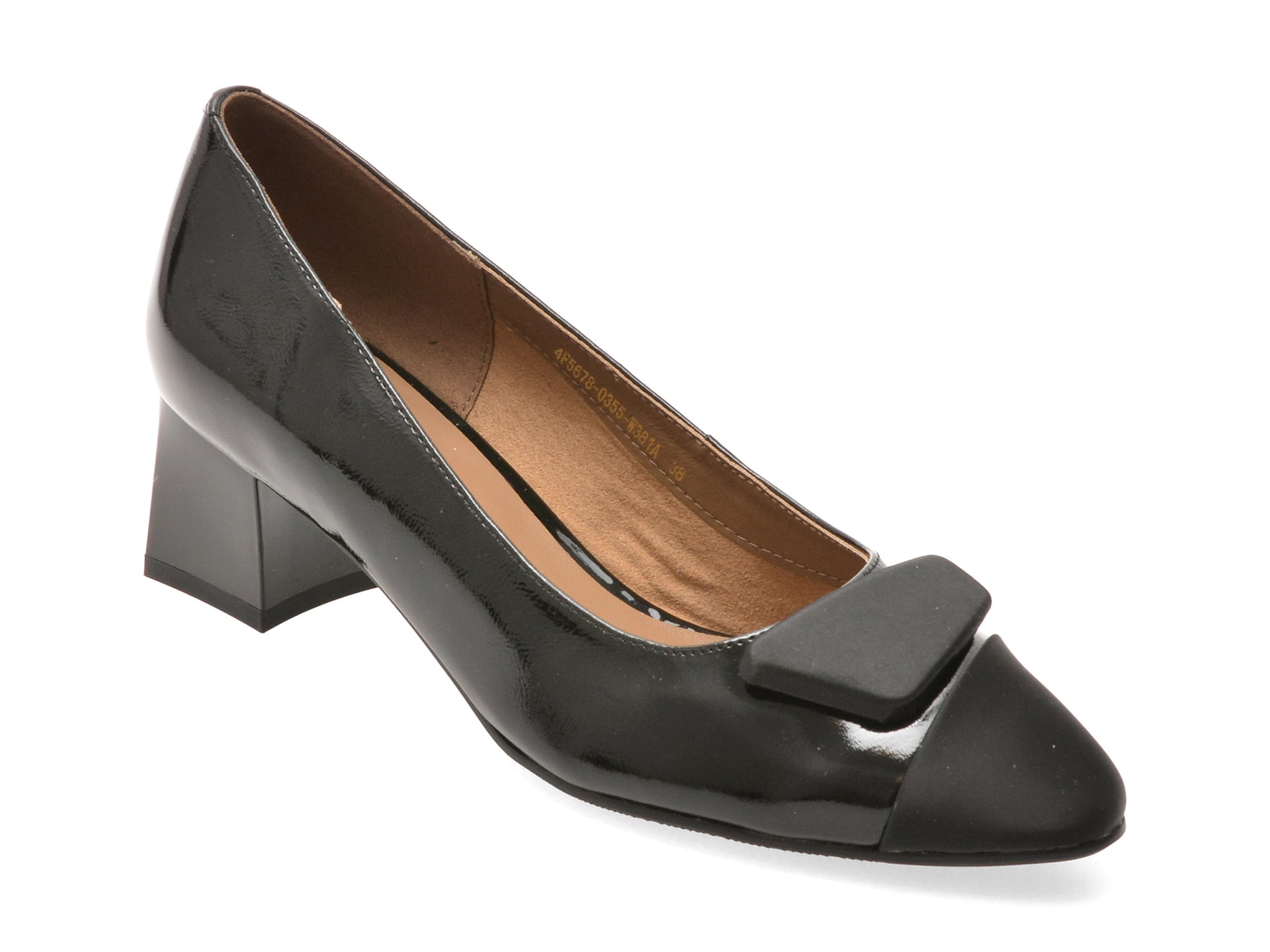 Pantofi EPICA negri, 4F5678, din piele naturala lacuita