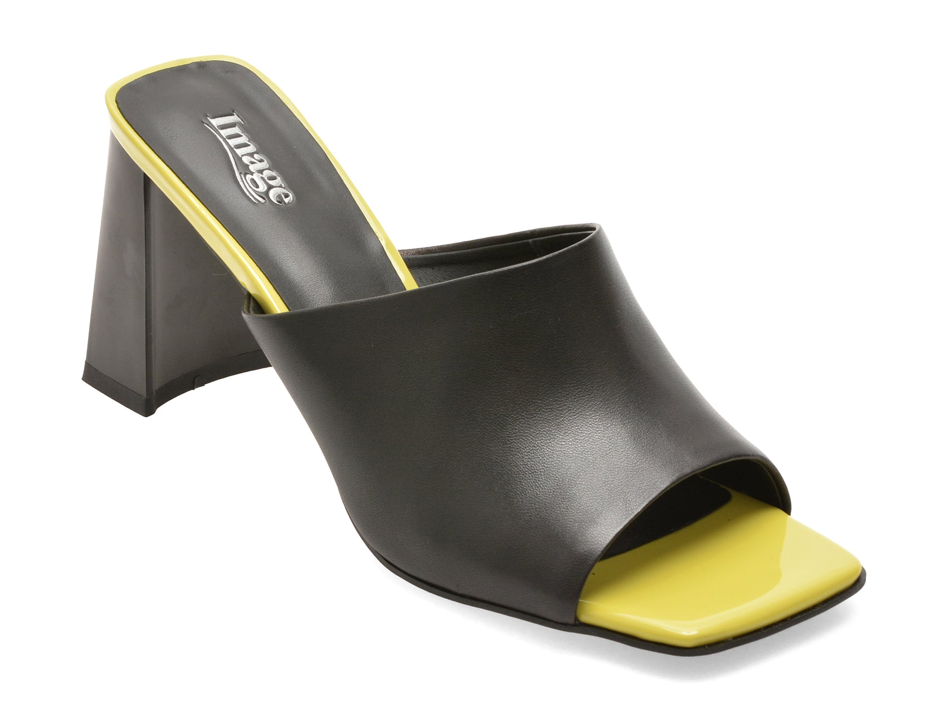 Papuci IMAGE negri, 3F2983, din piele naturala