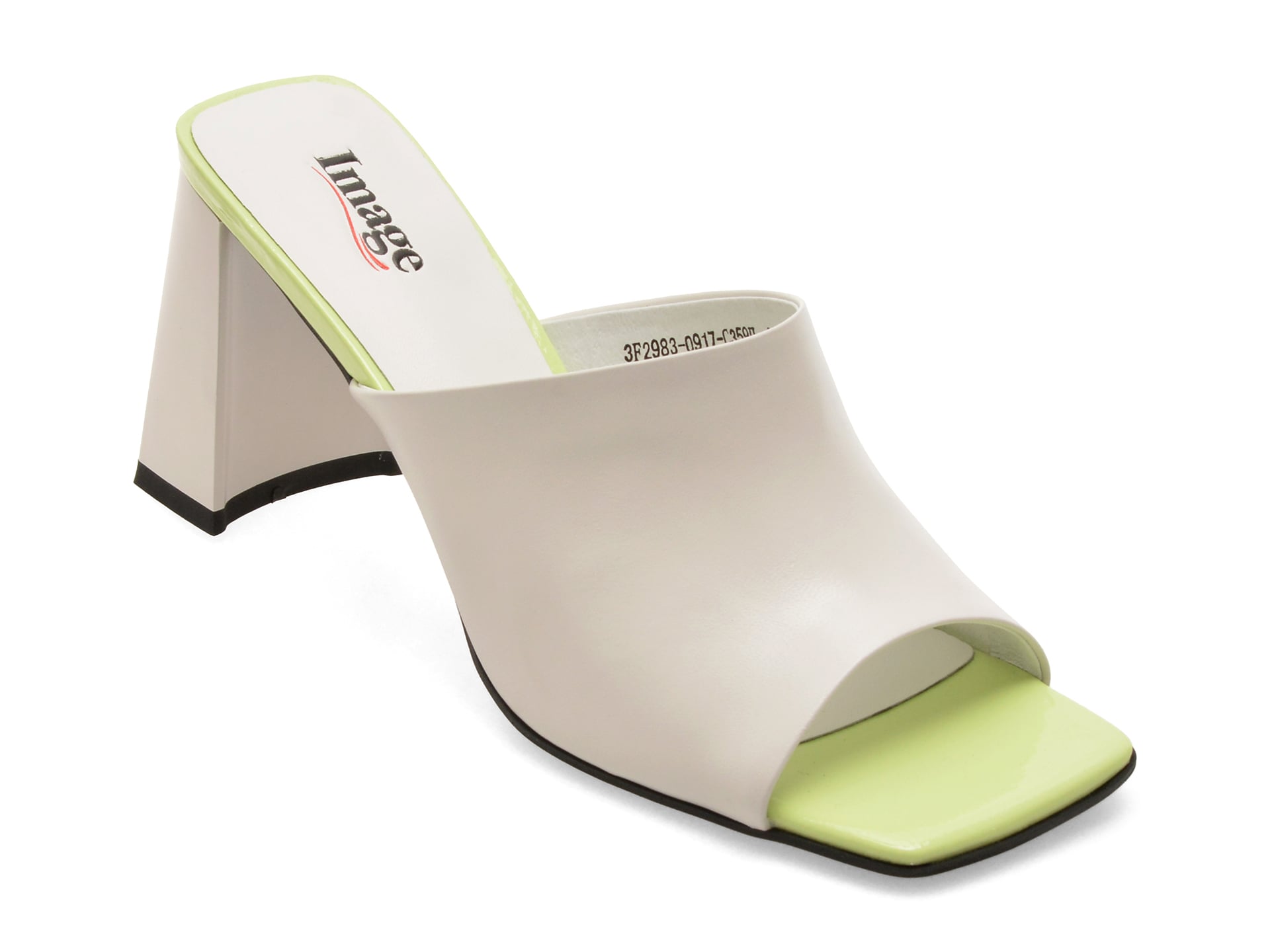 Papuci IMAGE albi, 3F2983, din piele naturala