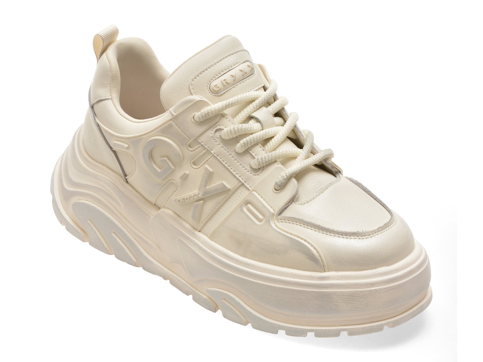 Pantofi sport GRYXX albi, 11028, din piele naturala