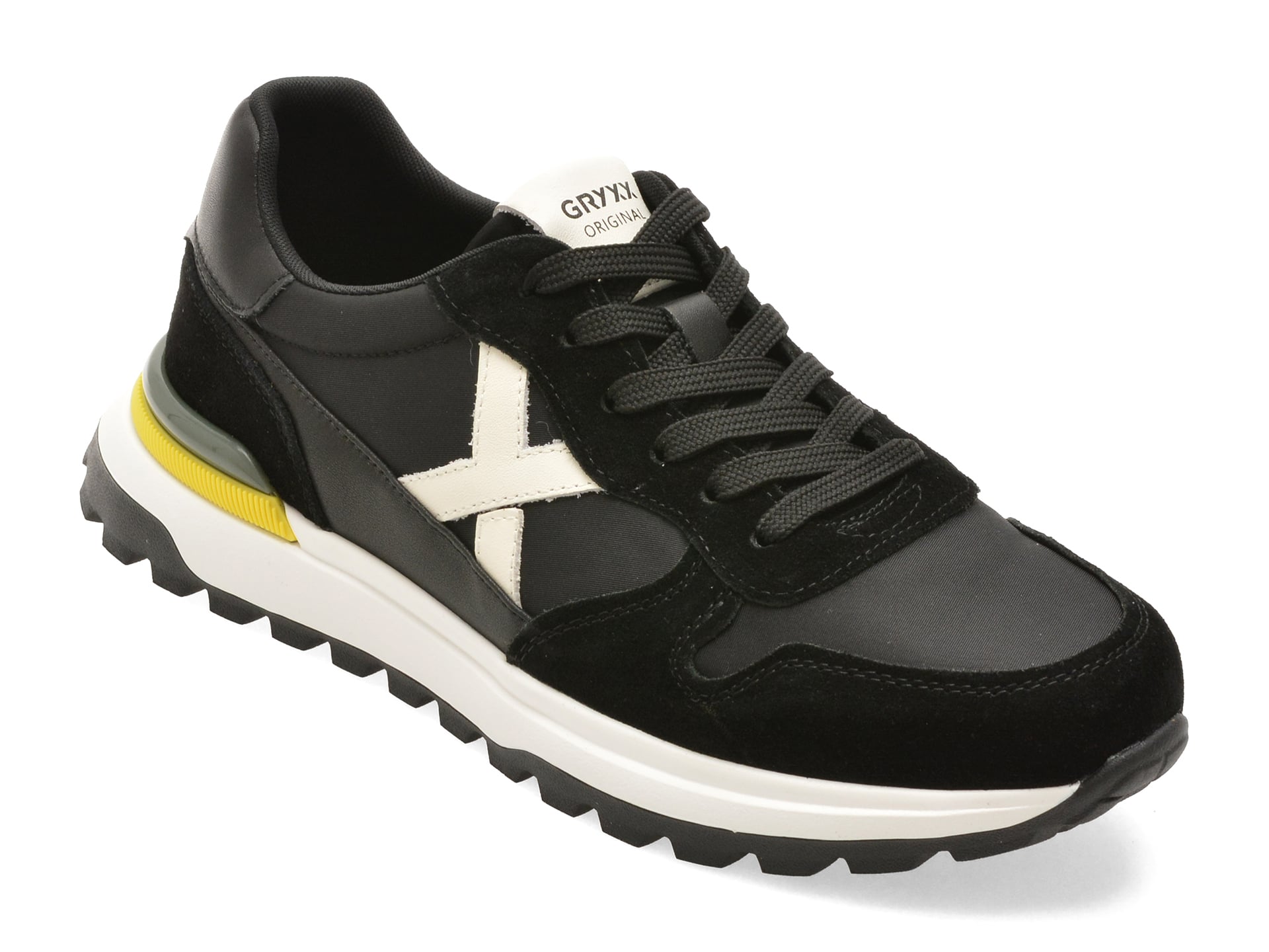 Pantofi sport GRYXX negri, 58636, din material textil si piele naturala