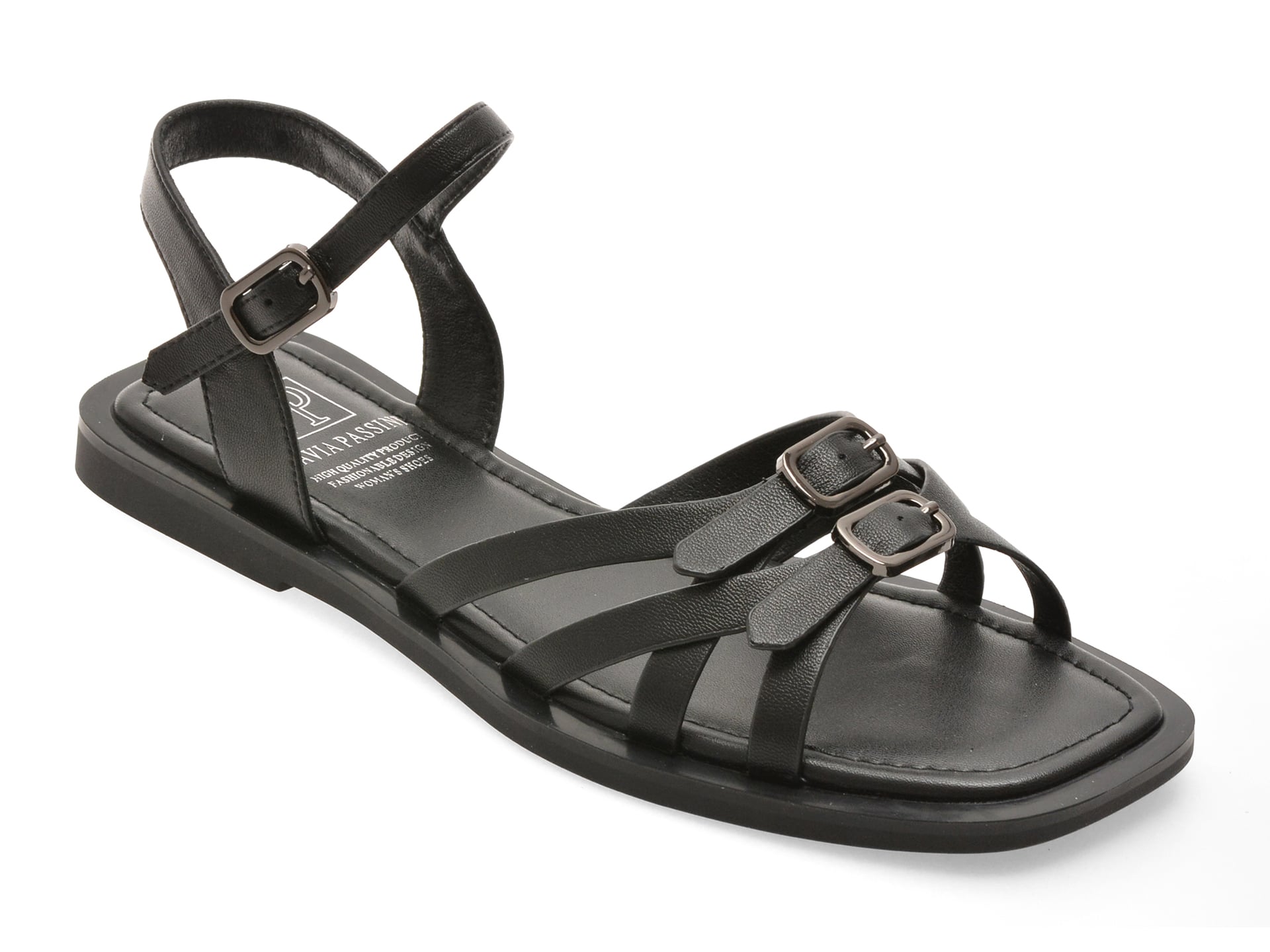 Sandale FLAVIA PASSINI negre, 1512C29, din piele naturala