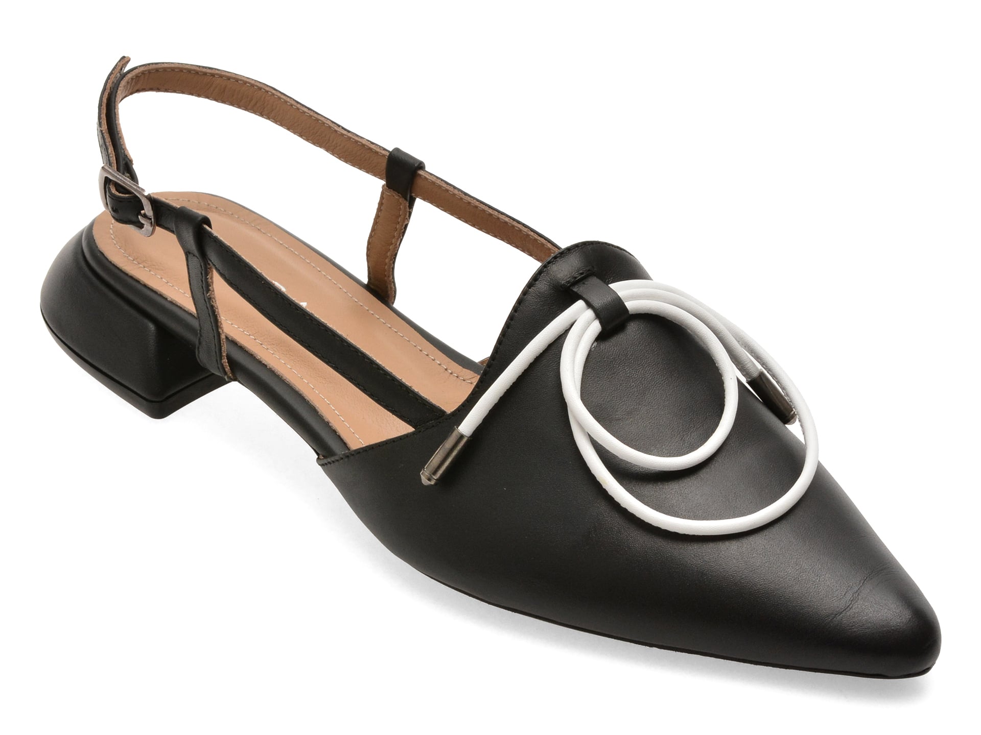 Pantofi eleganti EPICA alb-negru, 669B756, din piele naturala