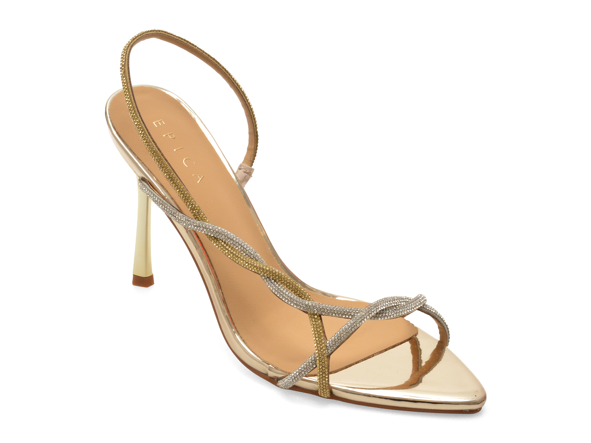 Sandale elegante EPICA aurii, 9183, din material textil