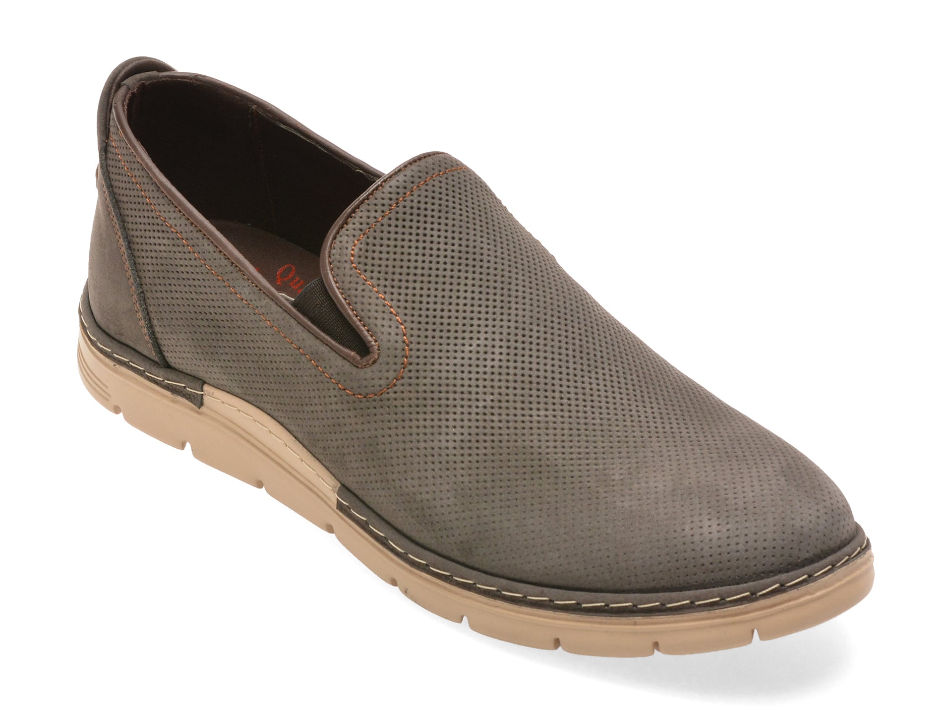 Pantofi OTTER kaki, E1972, din nabuc