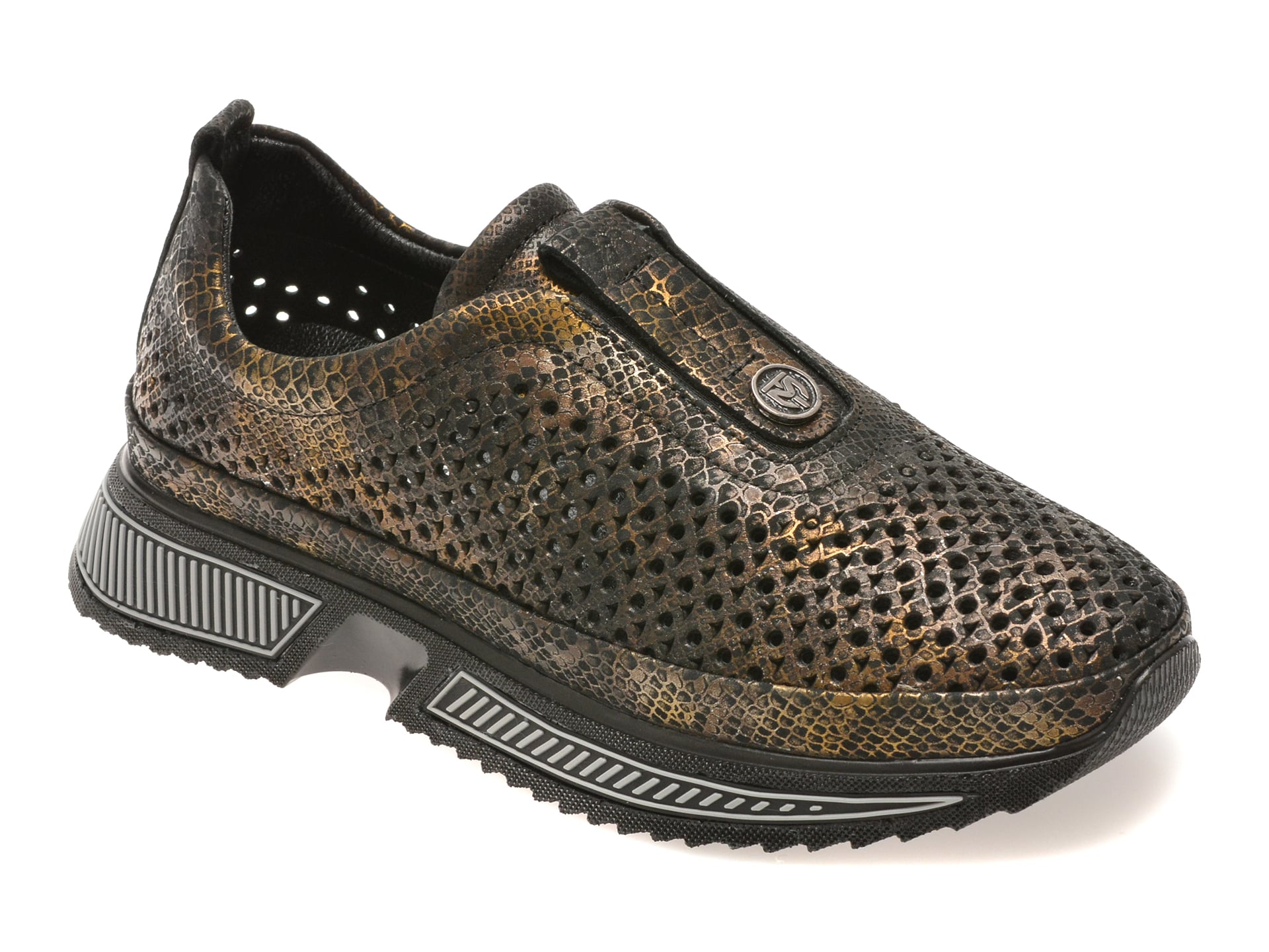 Pantofi sport IMAGE negri, 251YZ77, din piele naturala