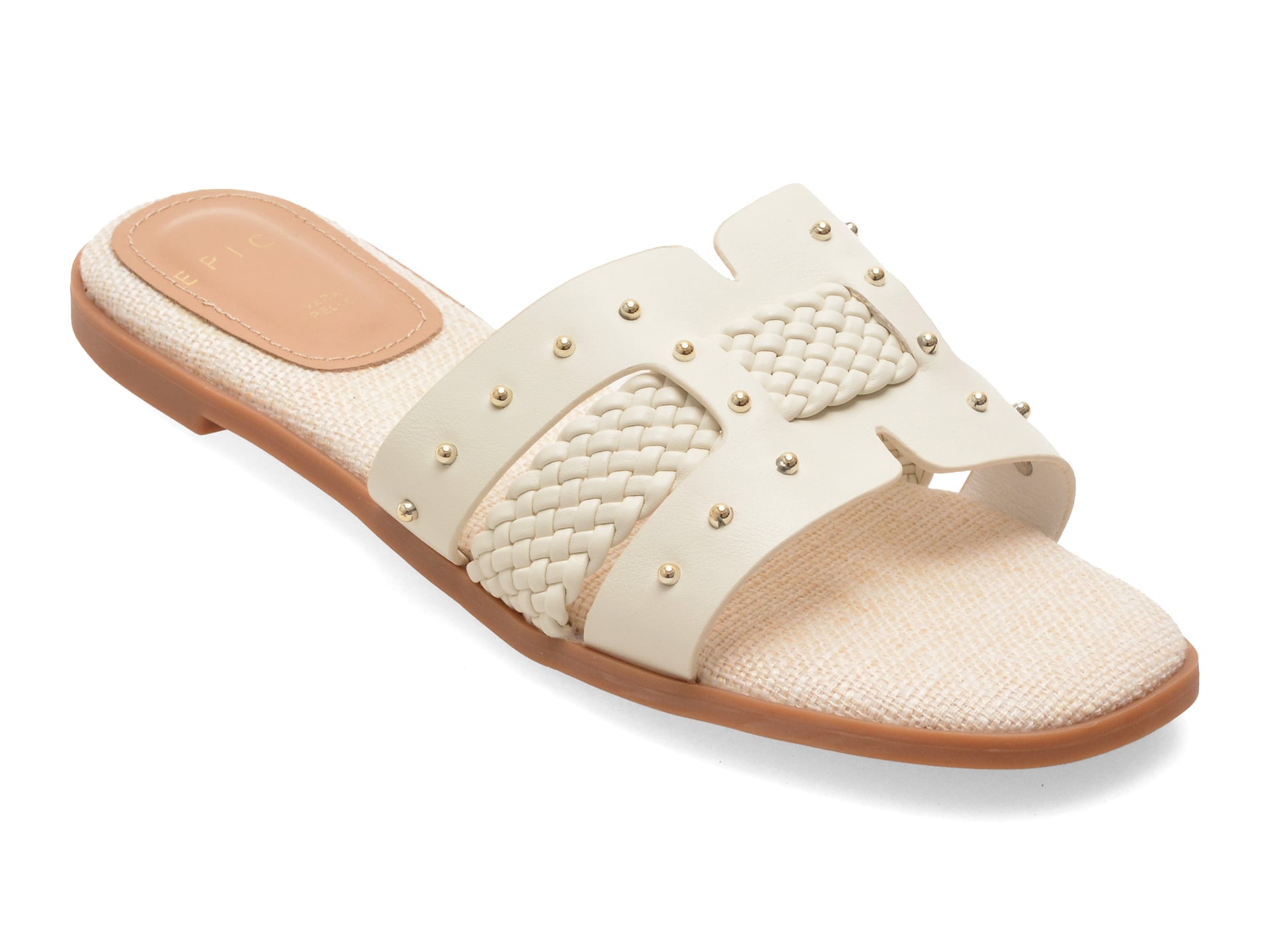 Papuci EPICA albi, 9136, din piele ecologica