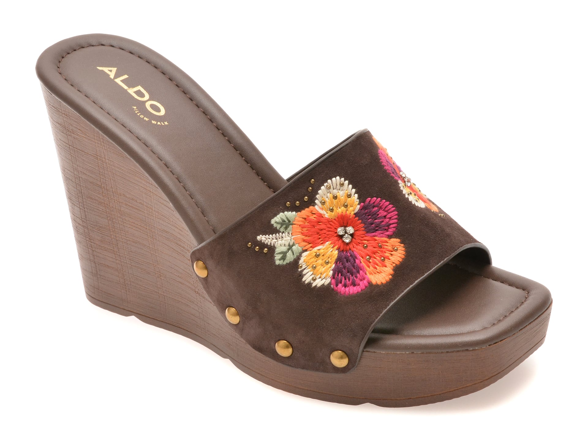Papuci ALDO maro, GROUNDED 241, din piele intoarsa