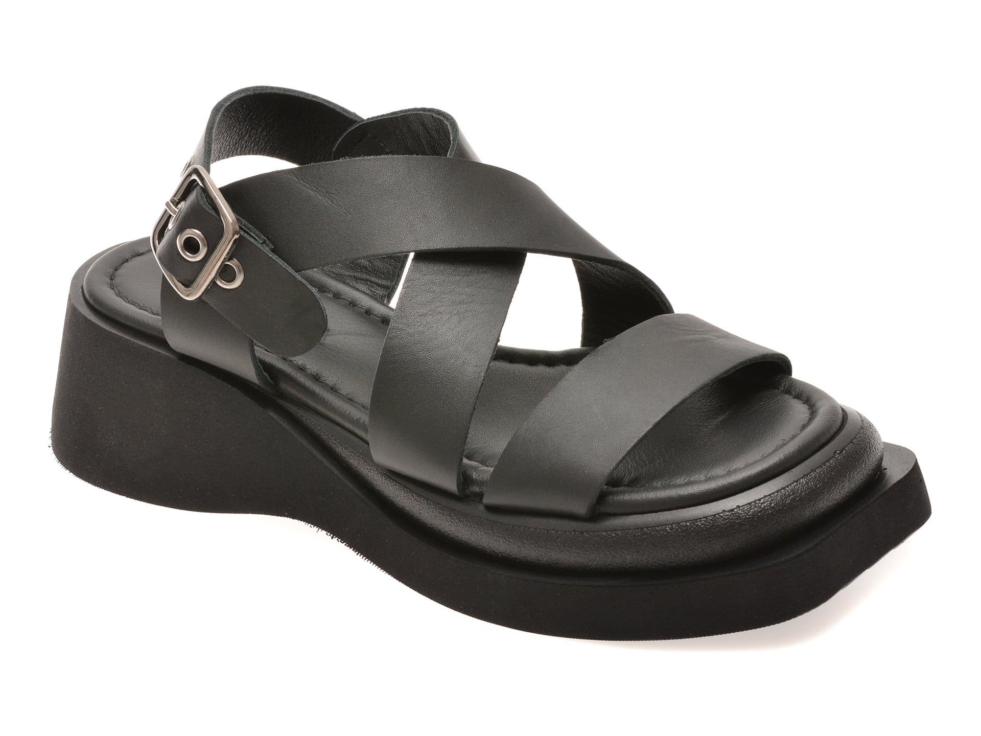 Sandale EPICA negre, 191C100, din piele naturala