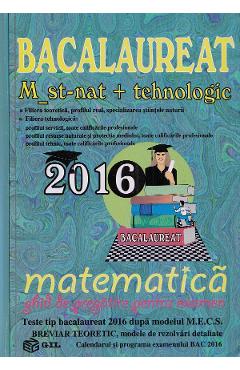 Bac 2016 Matematica M ST-Nat + Tehnologic. Ghid de pregatire pentru examene