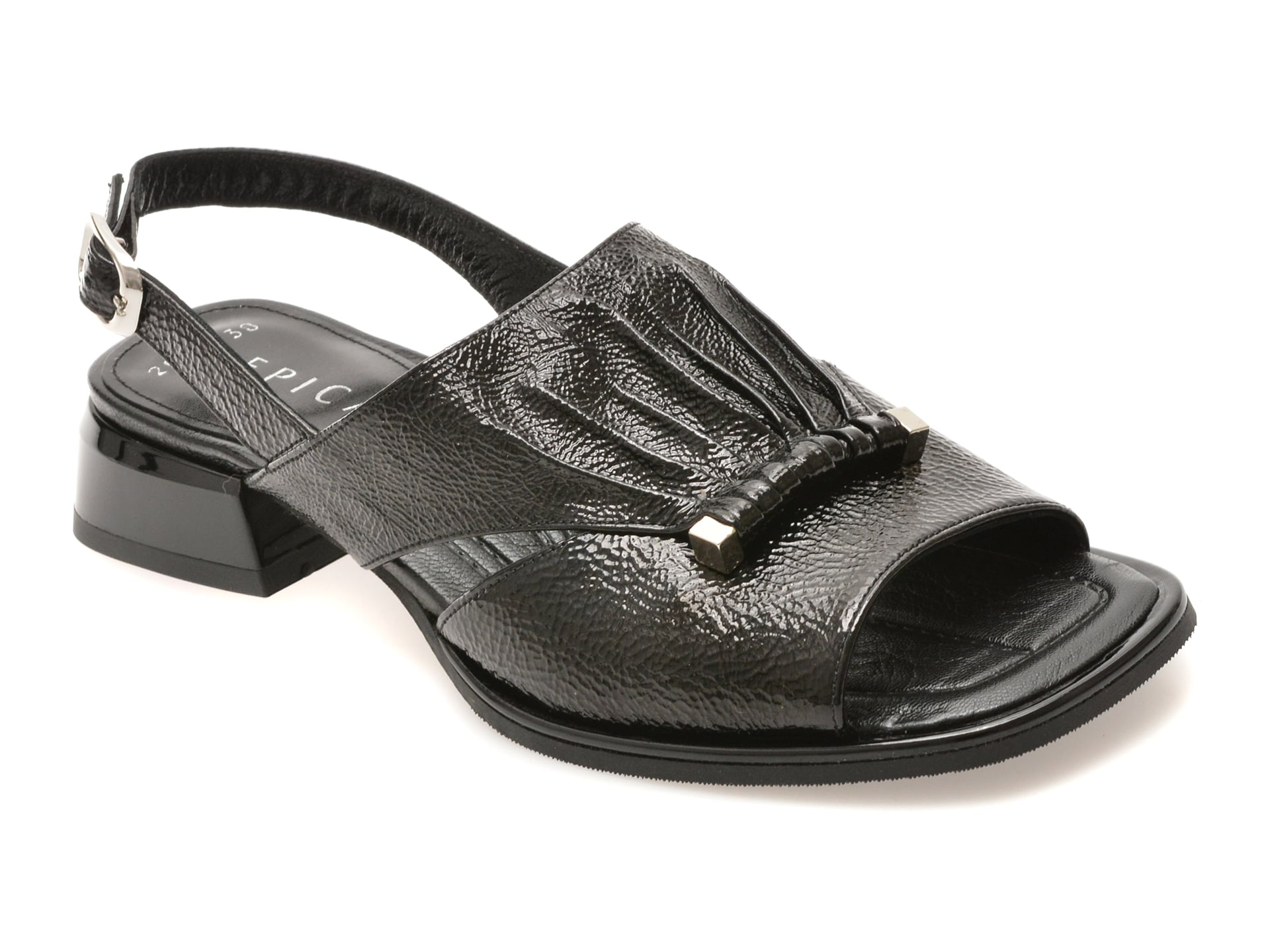 Sandale EPICA negre, 2772054, din piele naturala lacuita