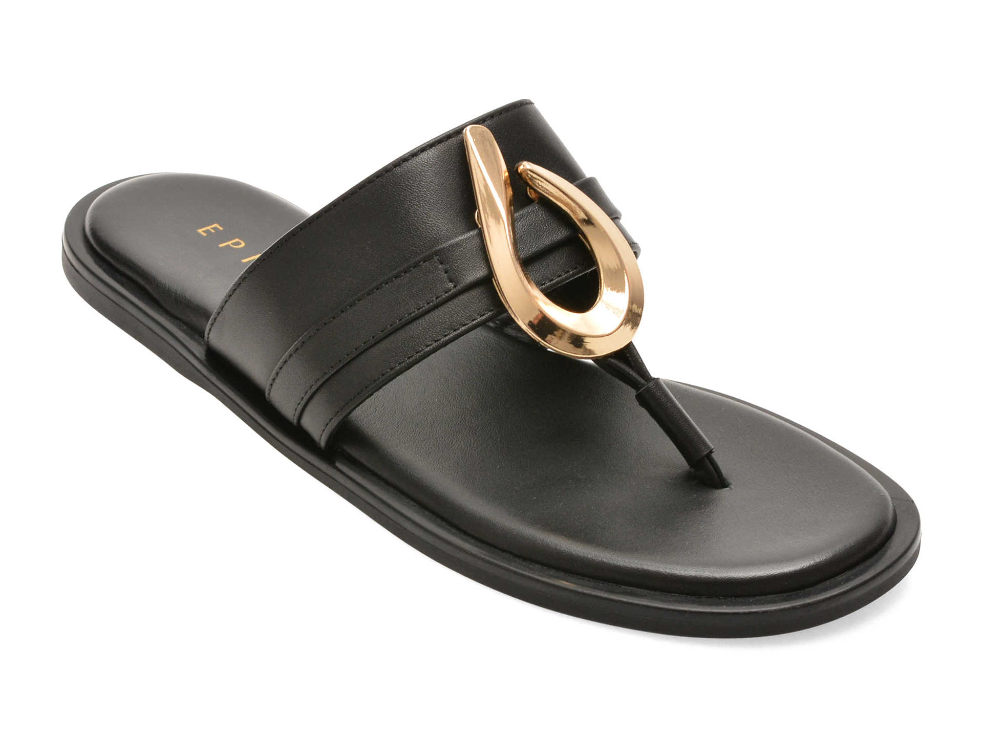 Papuci EPICA negri, 3395000, din piele naturala