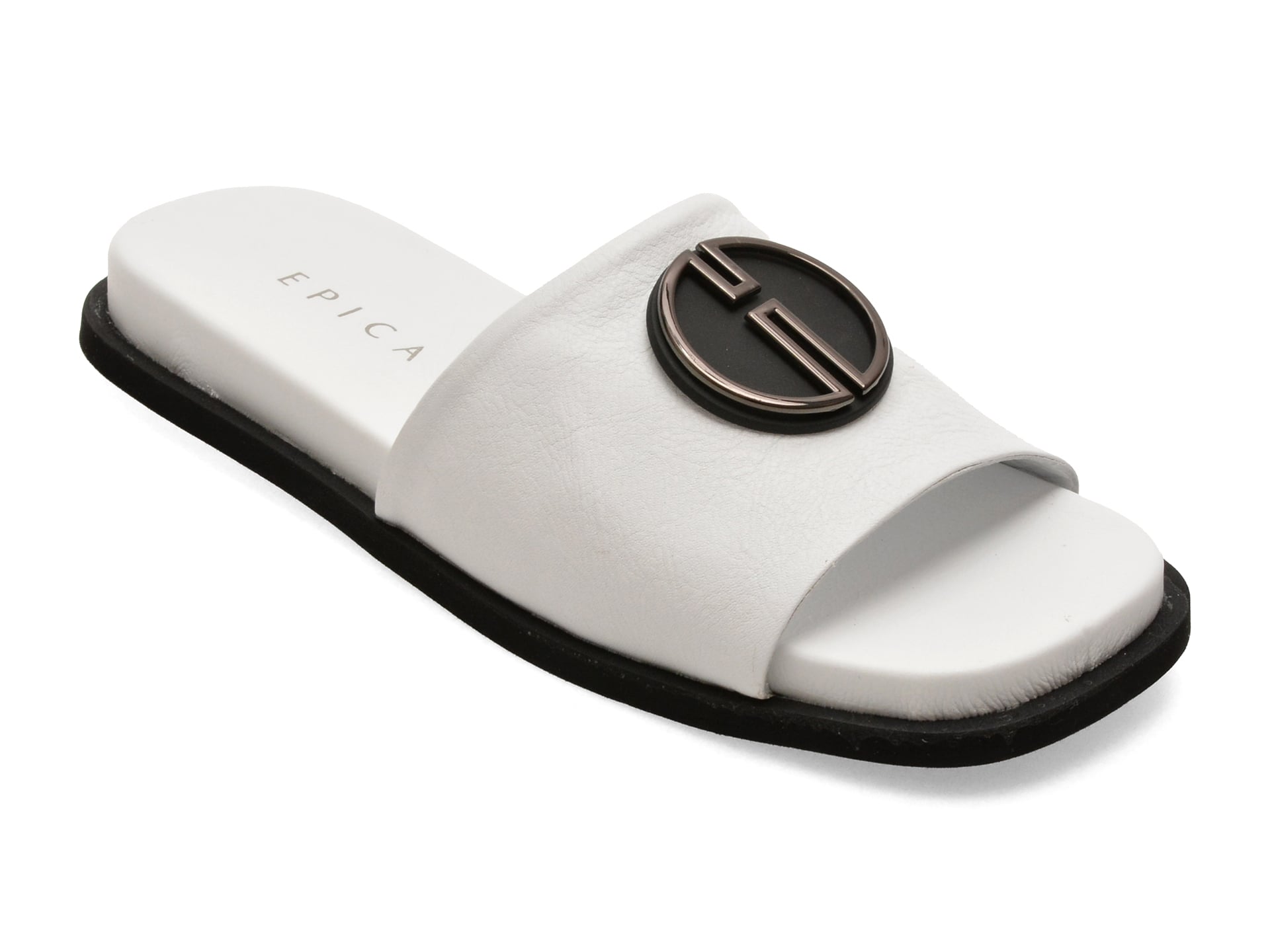 Papuci EPICA albi, 3772972, din piele naturala