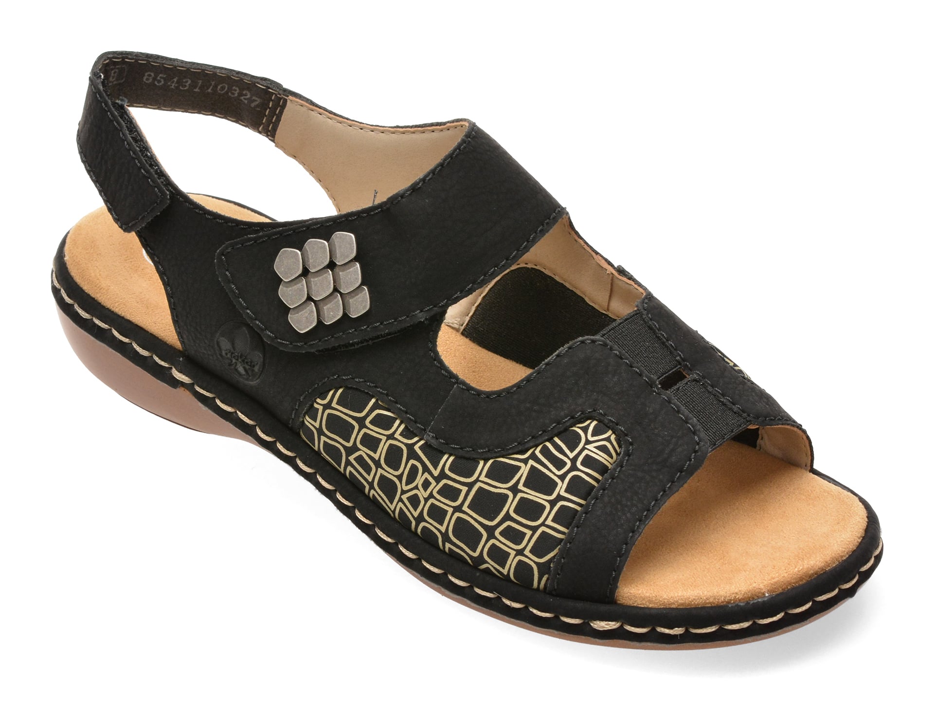 Sandale RIEKER negre, 65989, din piele ecologica