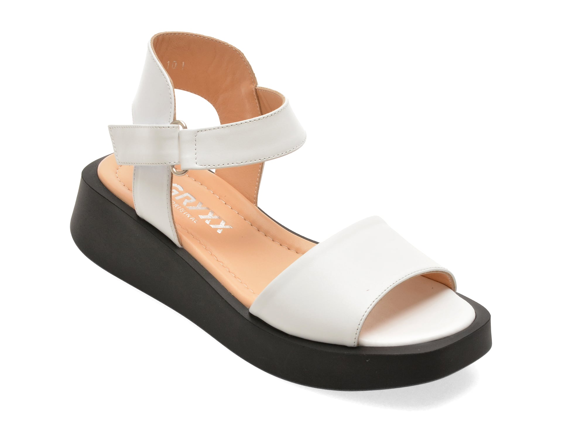 Sandale GRYXX albe, 1.36E+124, din piele naturala