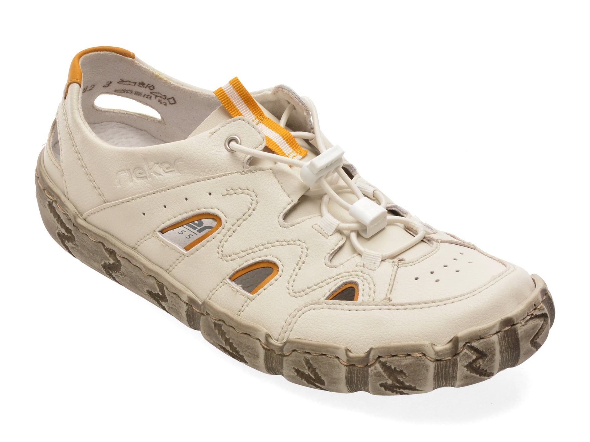 Pantofi sport RIEKER albi, L0381, din piele naturala