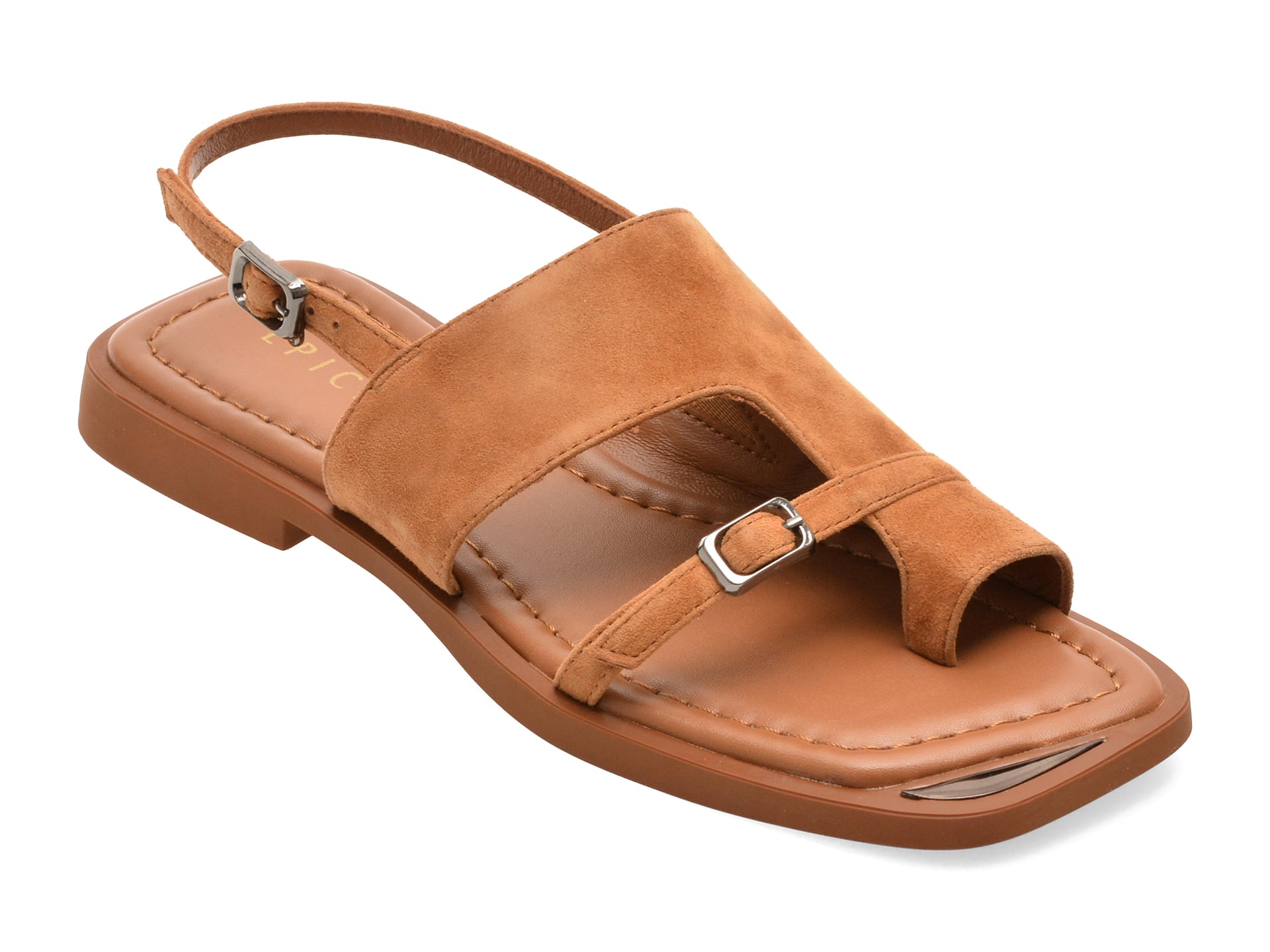 Sandale EPICA maro, D672, din piele intoarsa