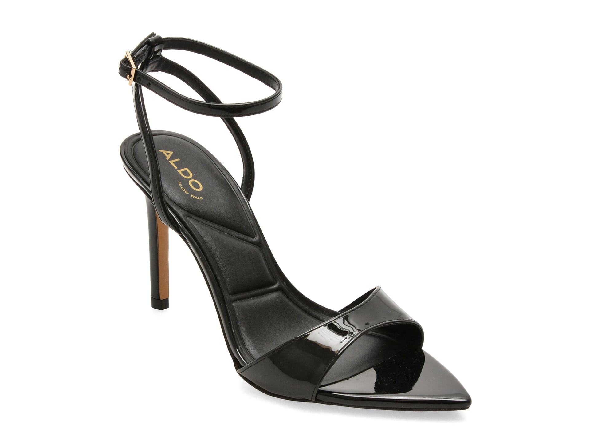 Sandale elegante ALDO negre, LEANDRA 001, din piele ecologica lacuita