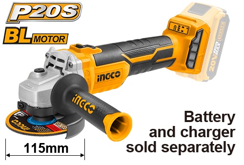 Flex Polizor Unghiular 20V 115mm, 9000rpm, brushless fara acumulator Ingco CAGLI1152
