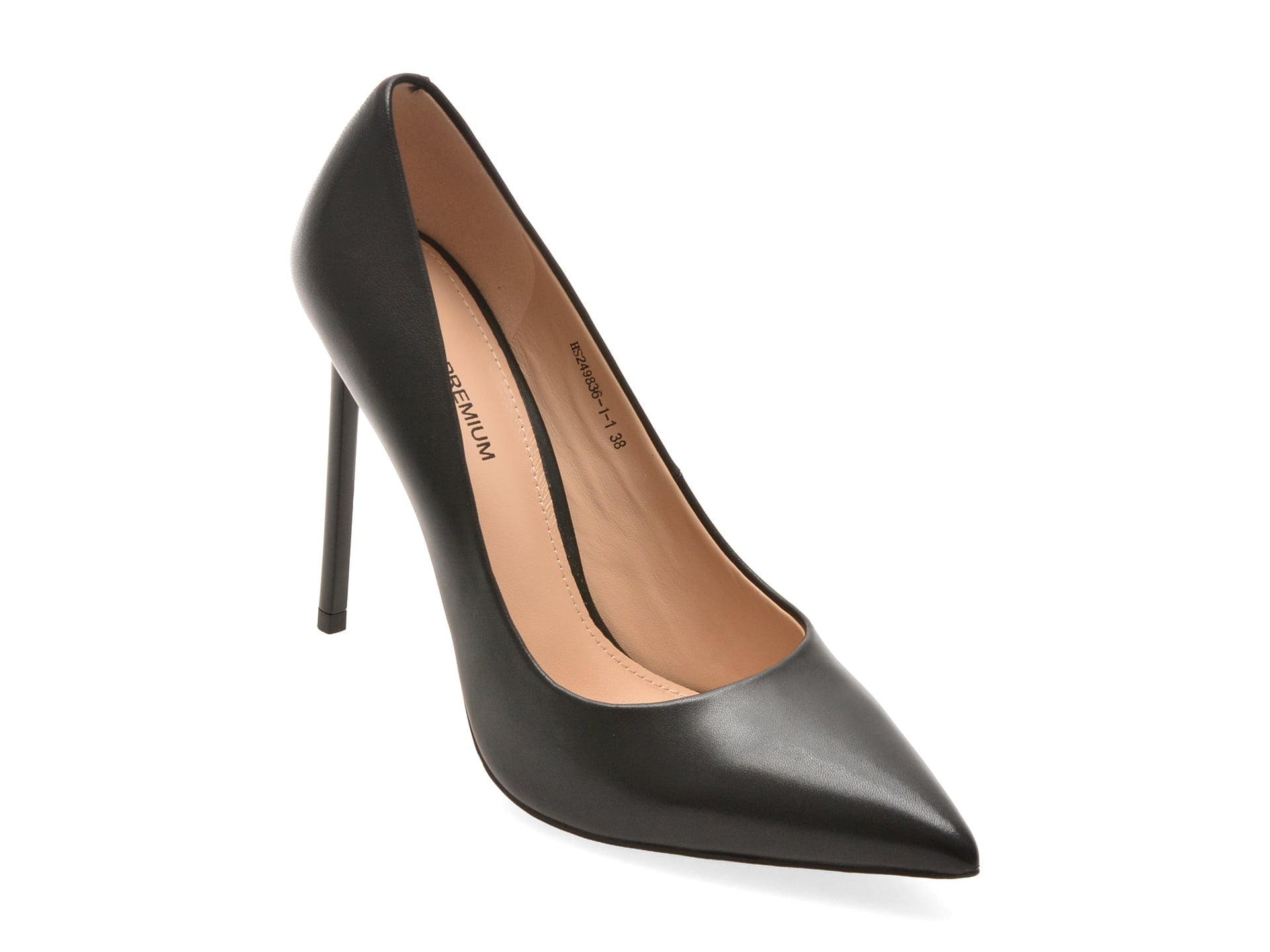 Pantofi eleganti EPICA PREMIUM negri, 249836, din piele naturala