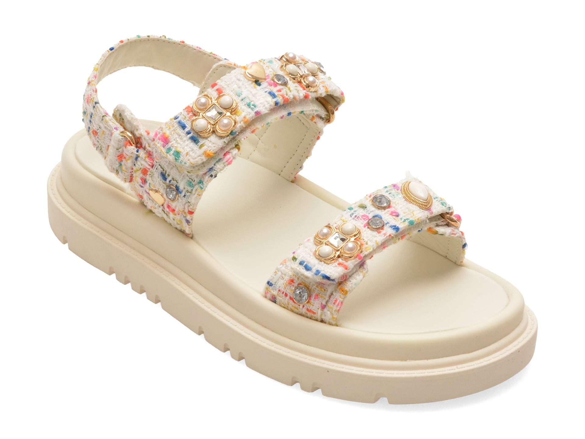 Sandale ALDO albe, GEMIMA 182, din material textil