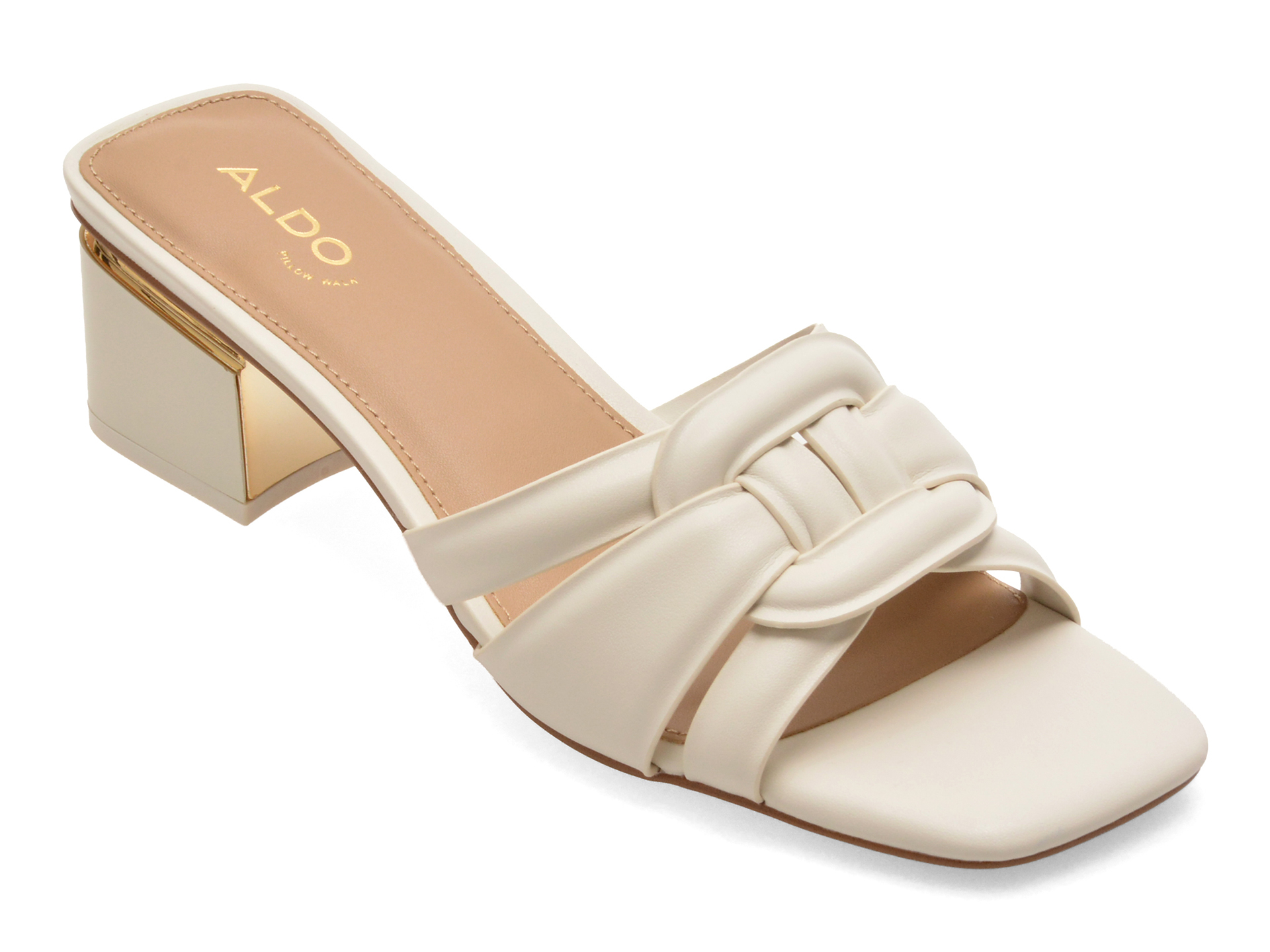 Papuci ALDO albi, NAJLA 121, din piele ecologica