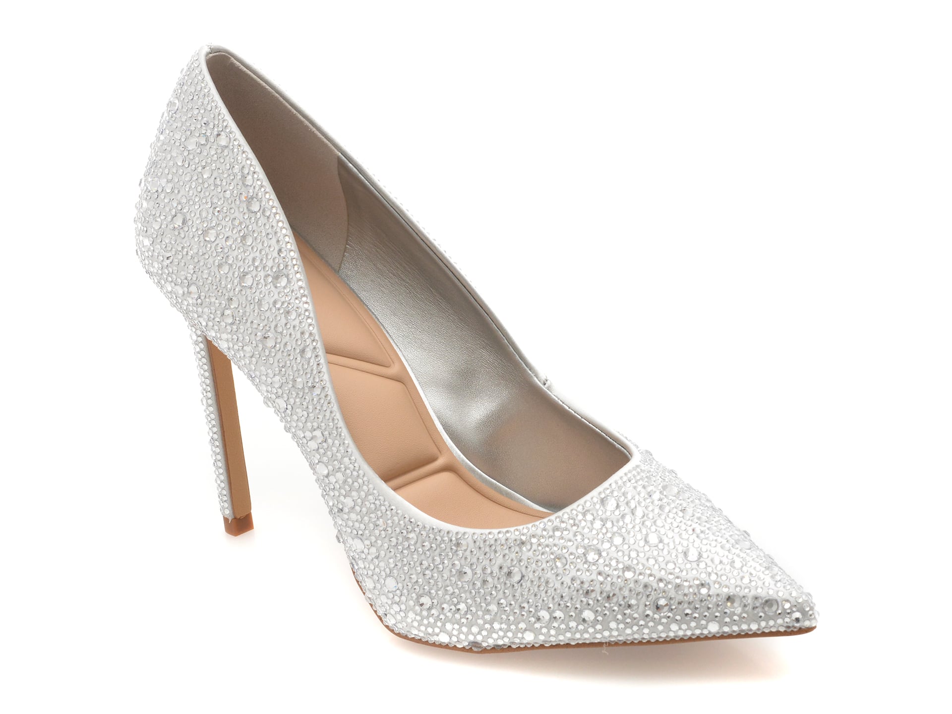 Pantofi eleganti ALDO argintii, STESSY 2.0, din material textil