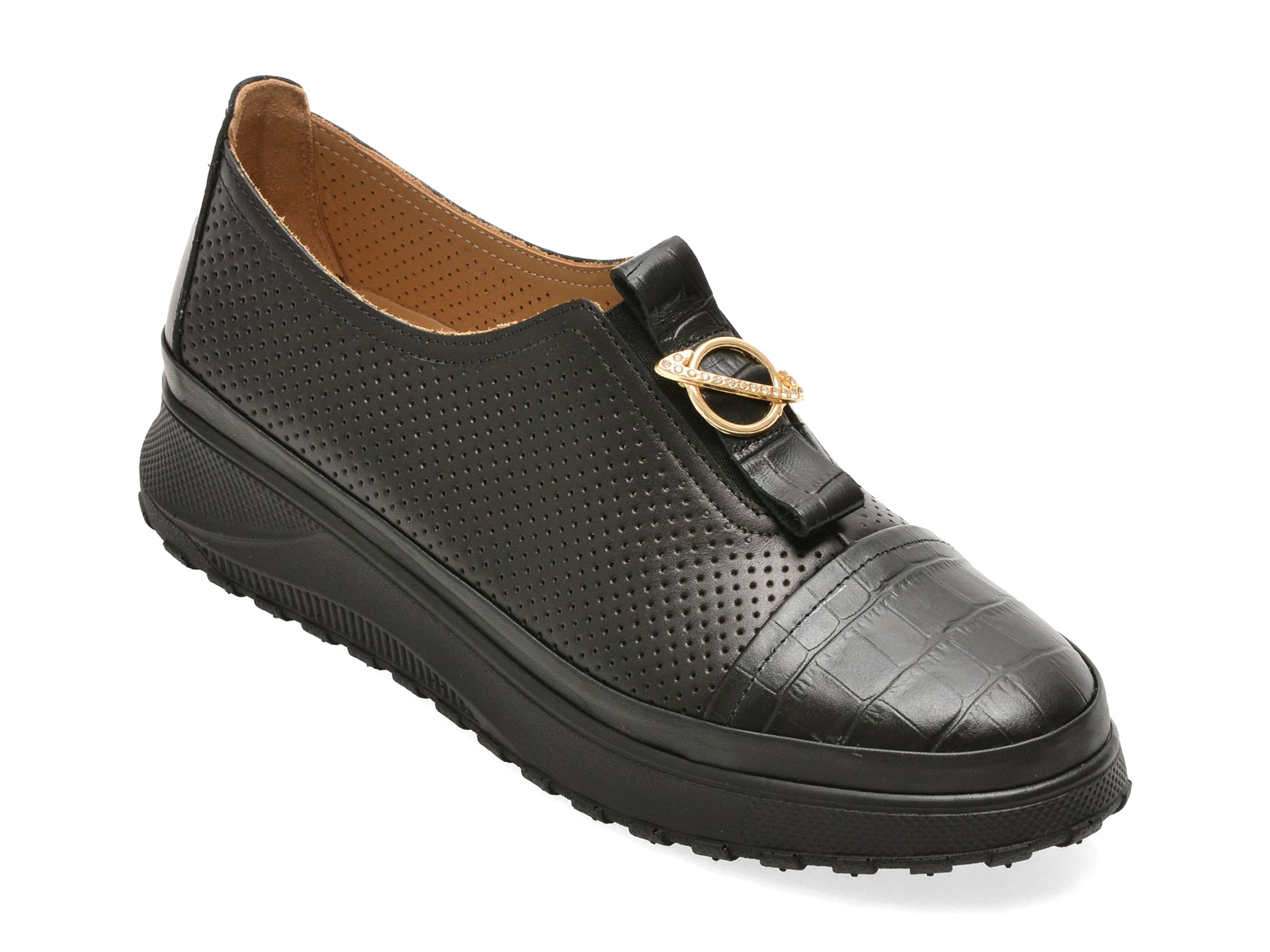 Pantofi IMAGE negri, 381132, din piele naturala