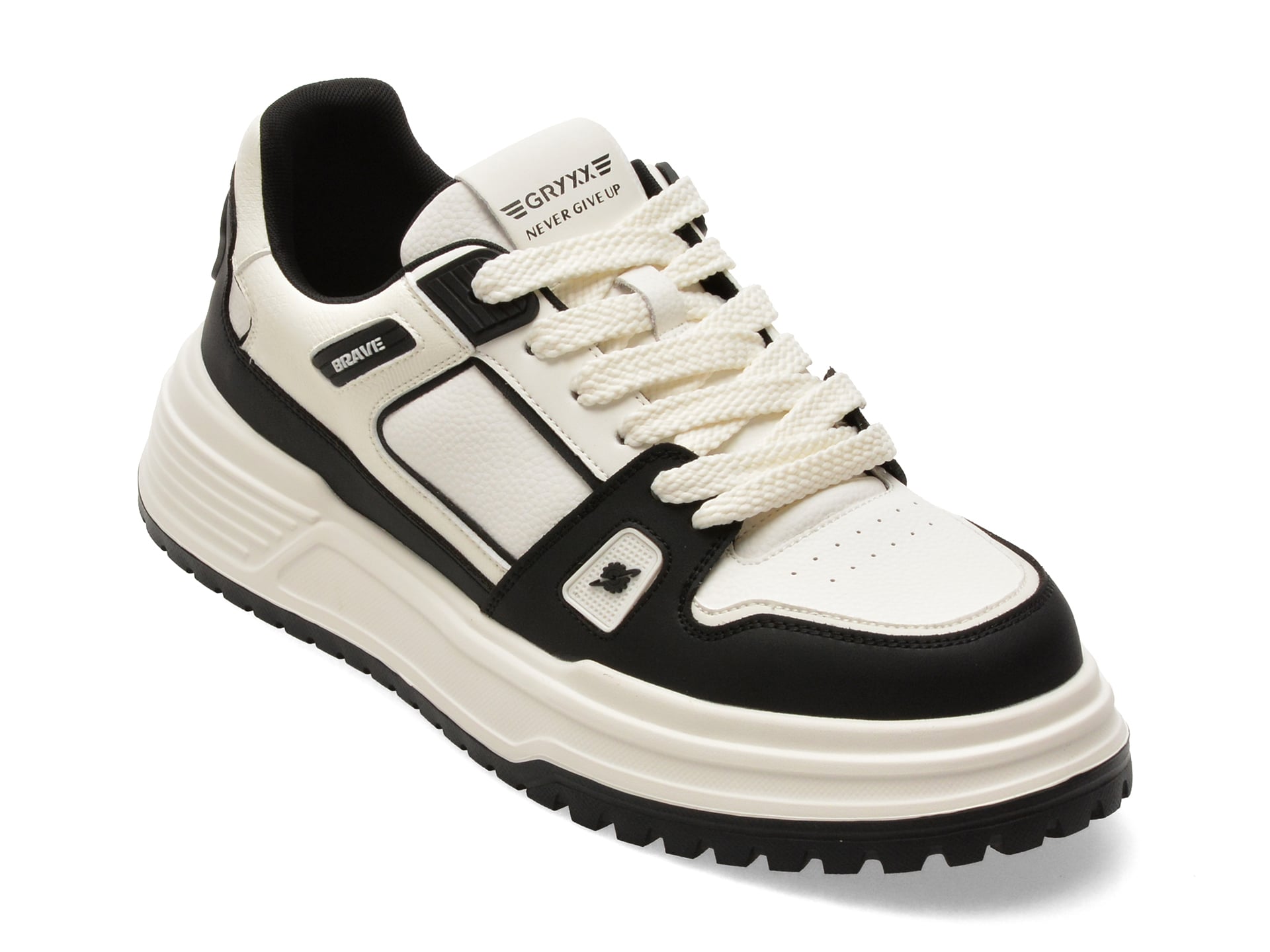 Pantofi sport GRYXX alb-negru, 30880, din piele naturala