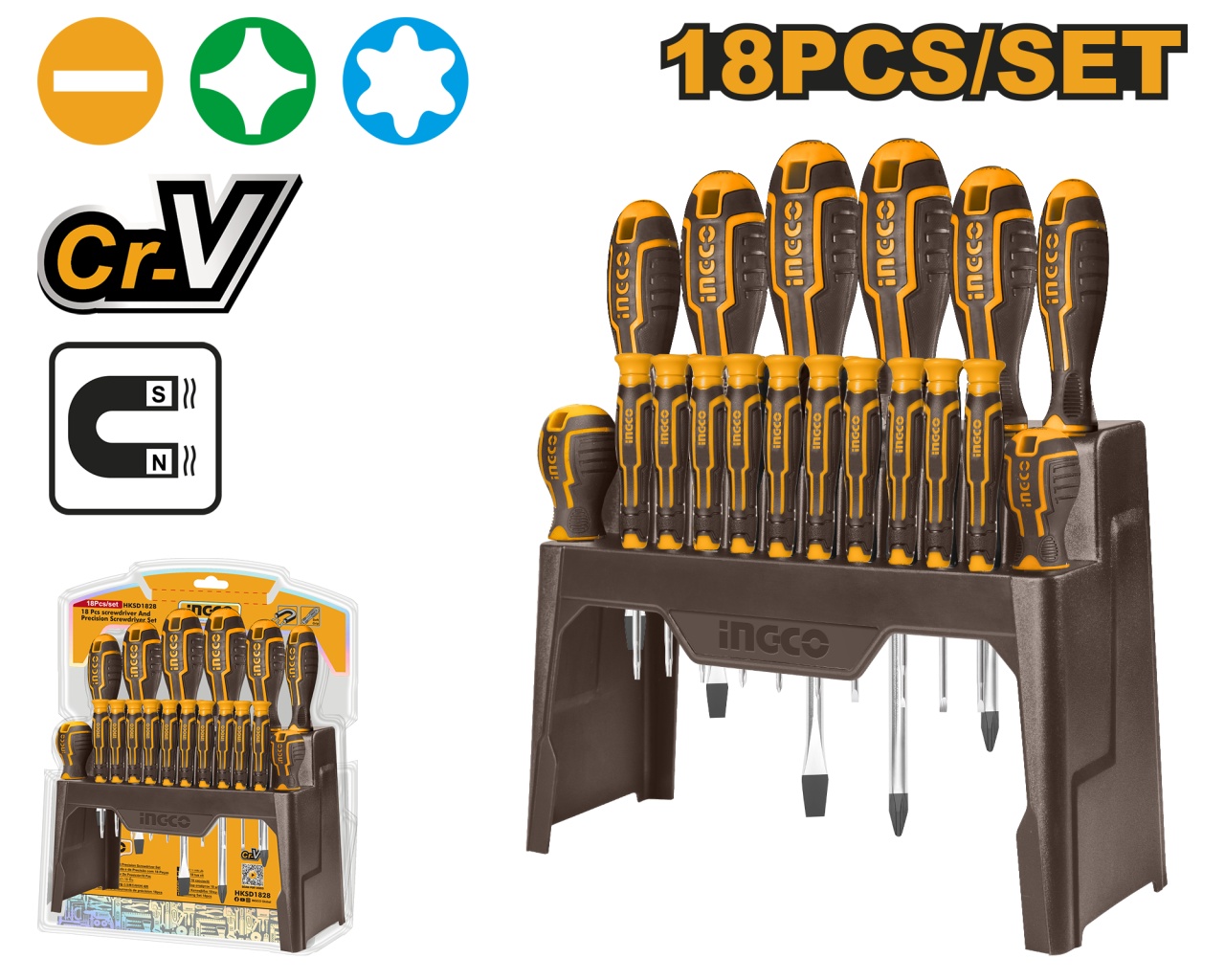 Surubelnite Precizie Set CR-V 18pcs INGCO HKSD1828