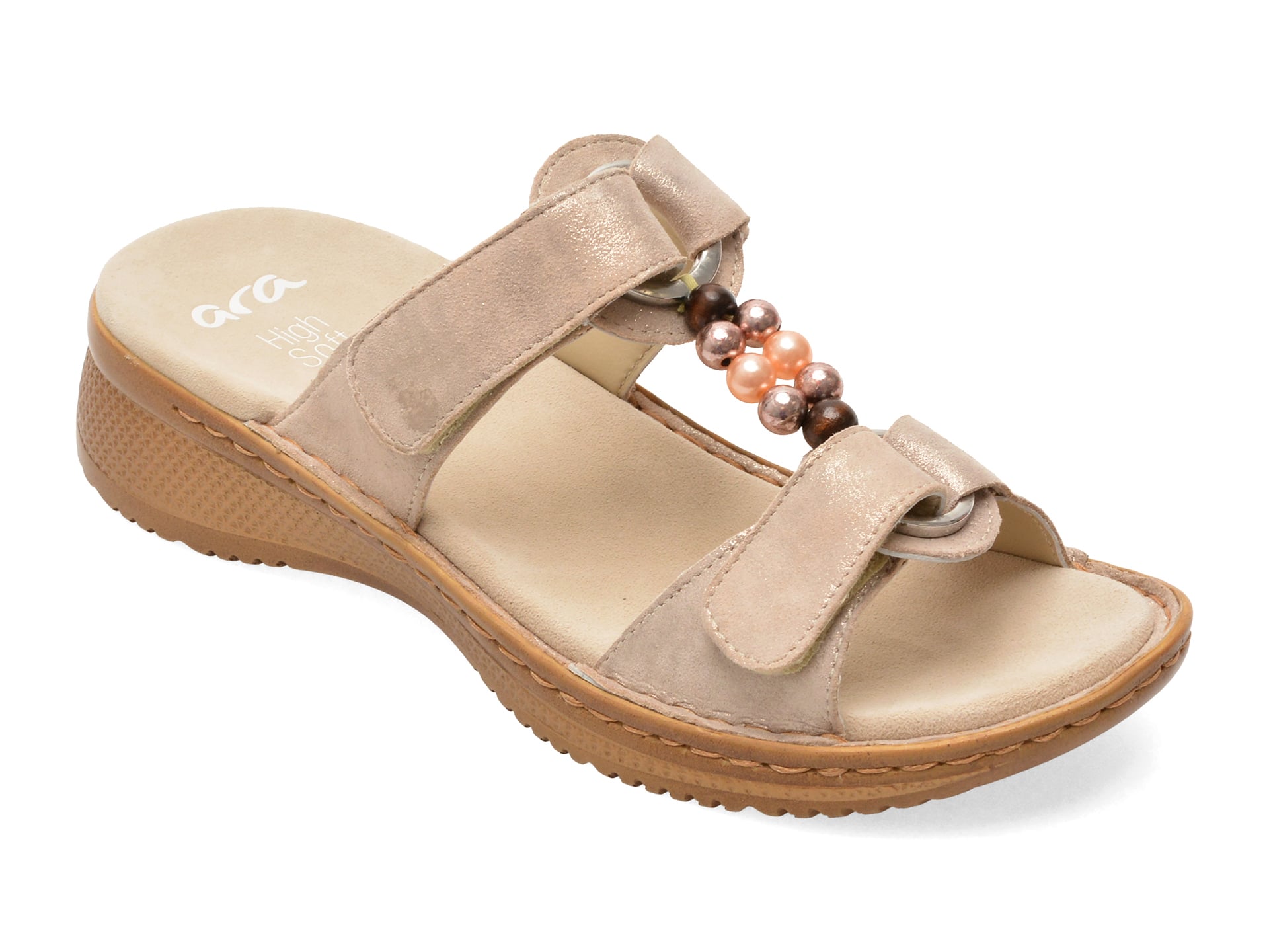 Papuci ARA aurii, 29022, din piele intoarsa