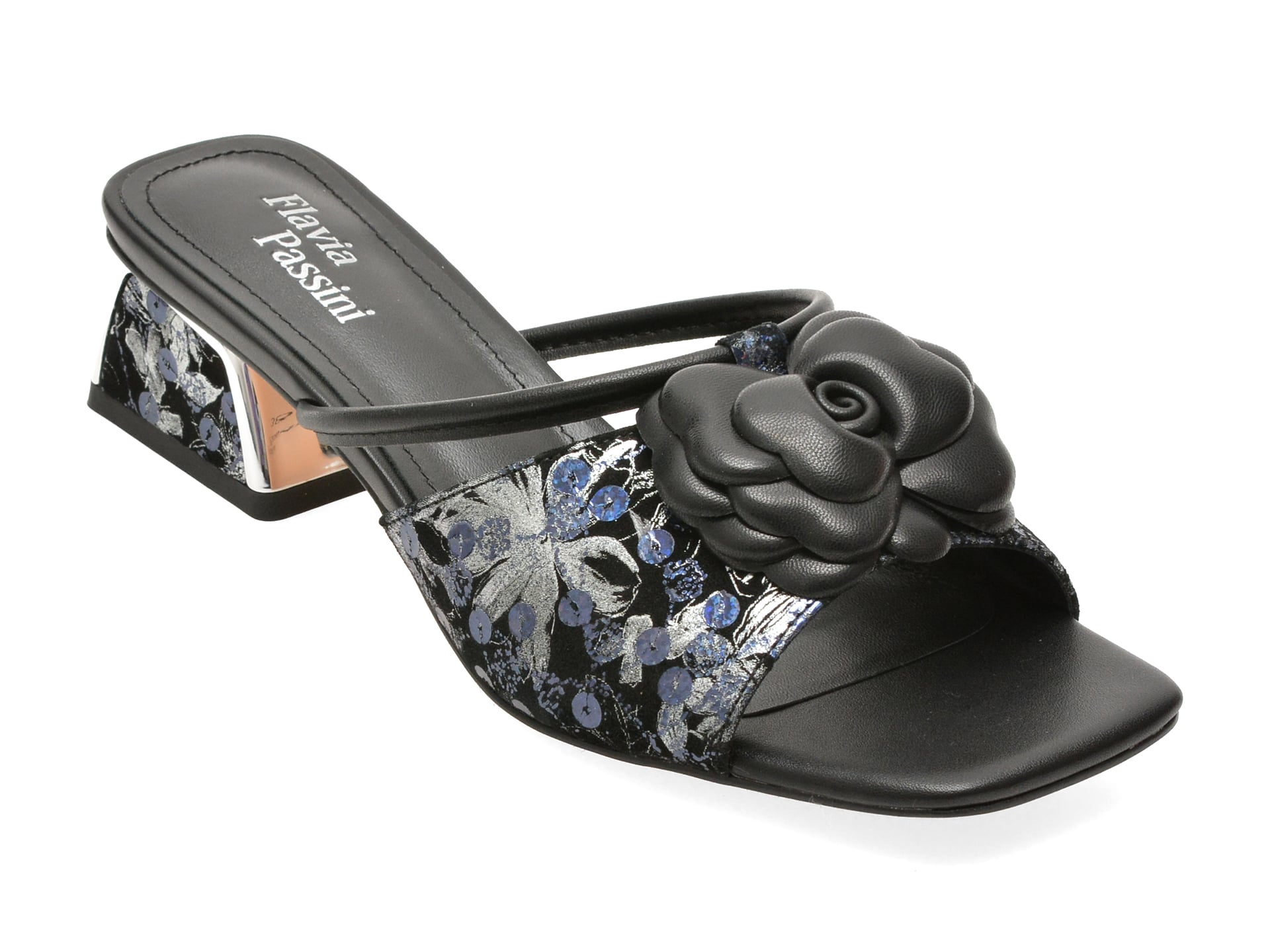 Papuci eleganti FLAVIA PASSINI negri, A499, din piele naturala
