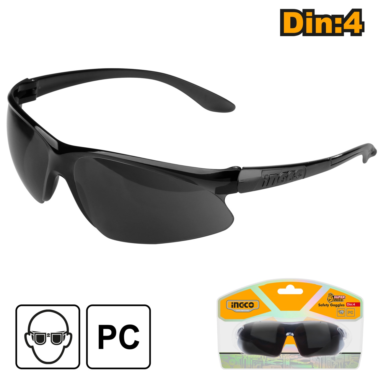 Ochelari Protectie Fumurii, soare, grad luminozitate: 8, Filtru UV, Ingco HSG06
