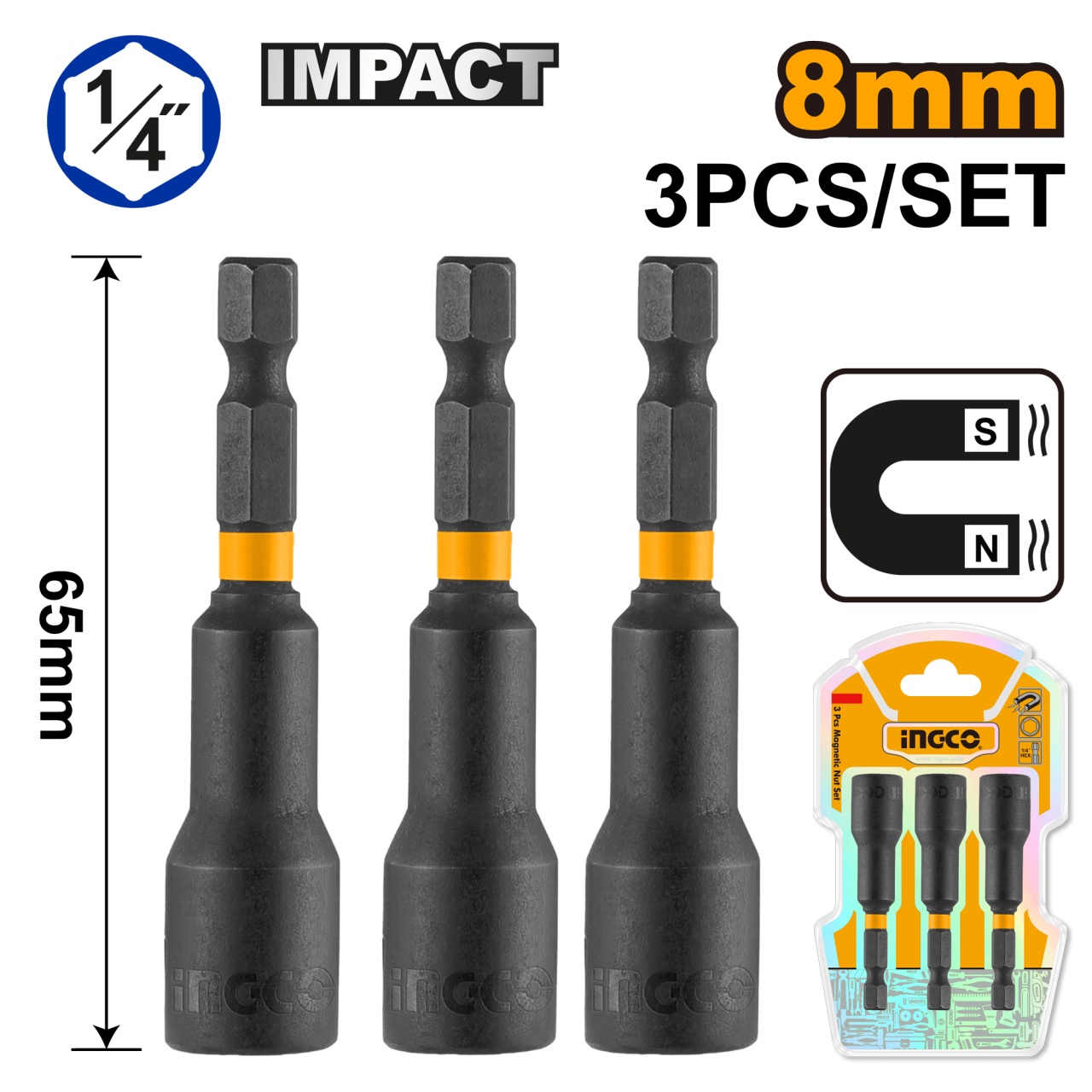 Cheie Magnetica 1/4 13mm Set 3 buc