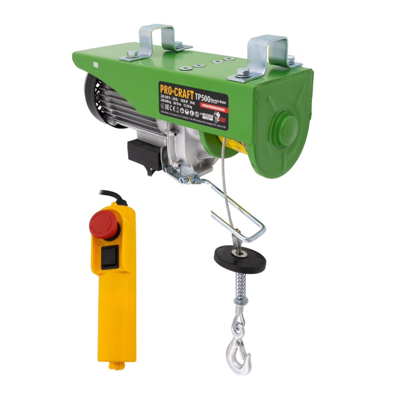 Troliu electric electropalan 250/500kg, 1020W, 12m, 8kg, macara electrica Procraft TP500