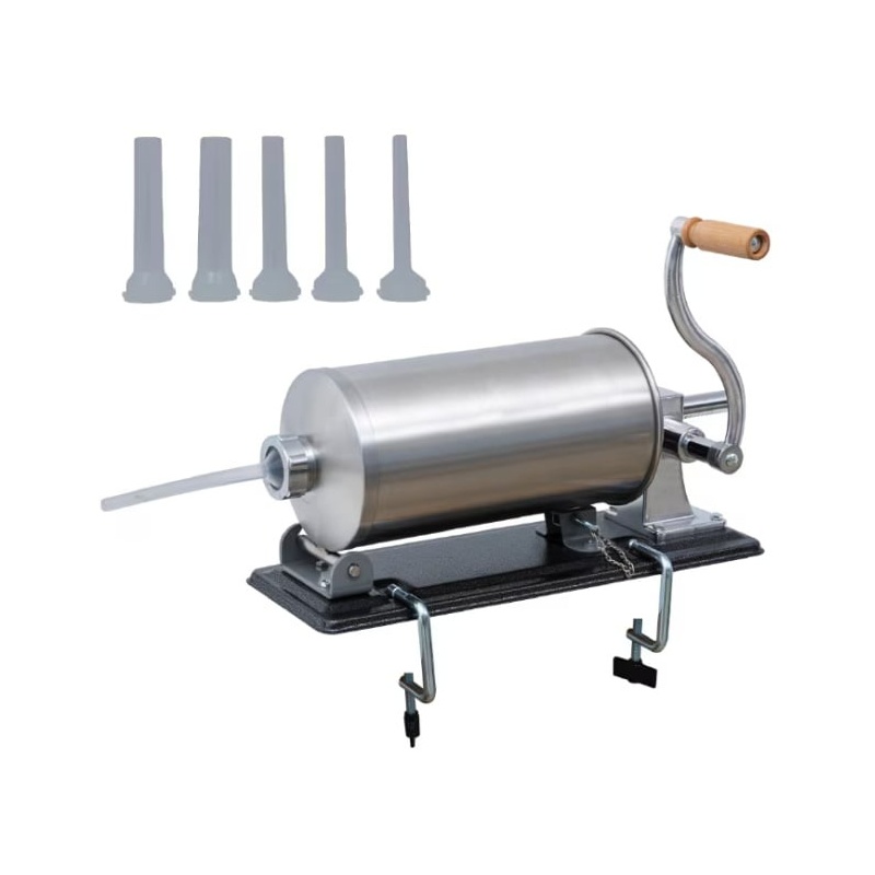 Masina de umplut carnati 4kg orizontala, profesionala, inox, cu 5 palnii, sistem Airstop, CAMPION CMP1169