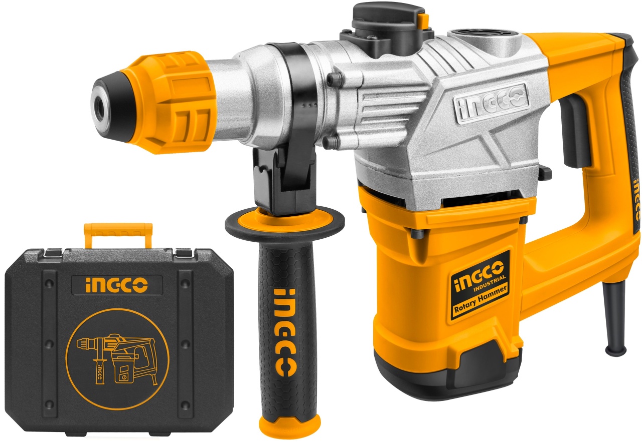 Ciocan rotopercutor 1250W, 5J, 850rpm, 3800bpm, SDS Plus, cu 3 burghie si 2 dalți, INGCO RH12008